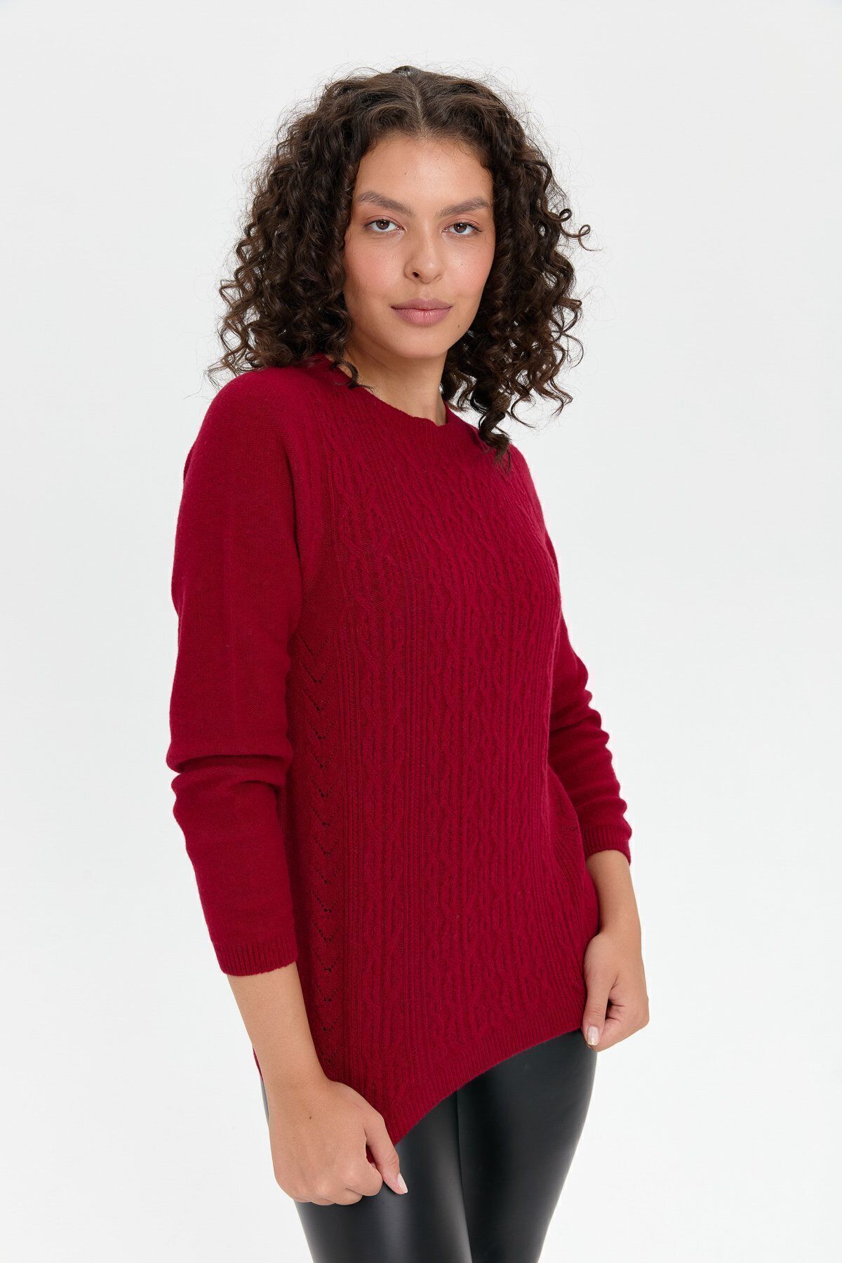 Desen Triko-Zero Collar and Executed Front - Seamless Wool Sweater V.Cavity 5
