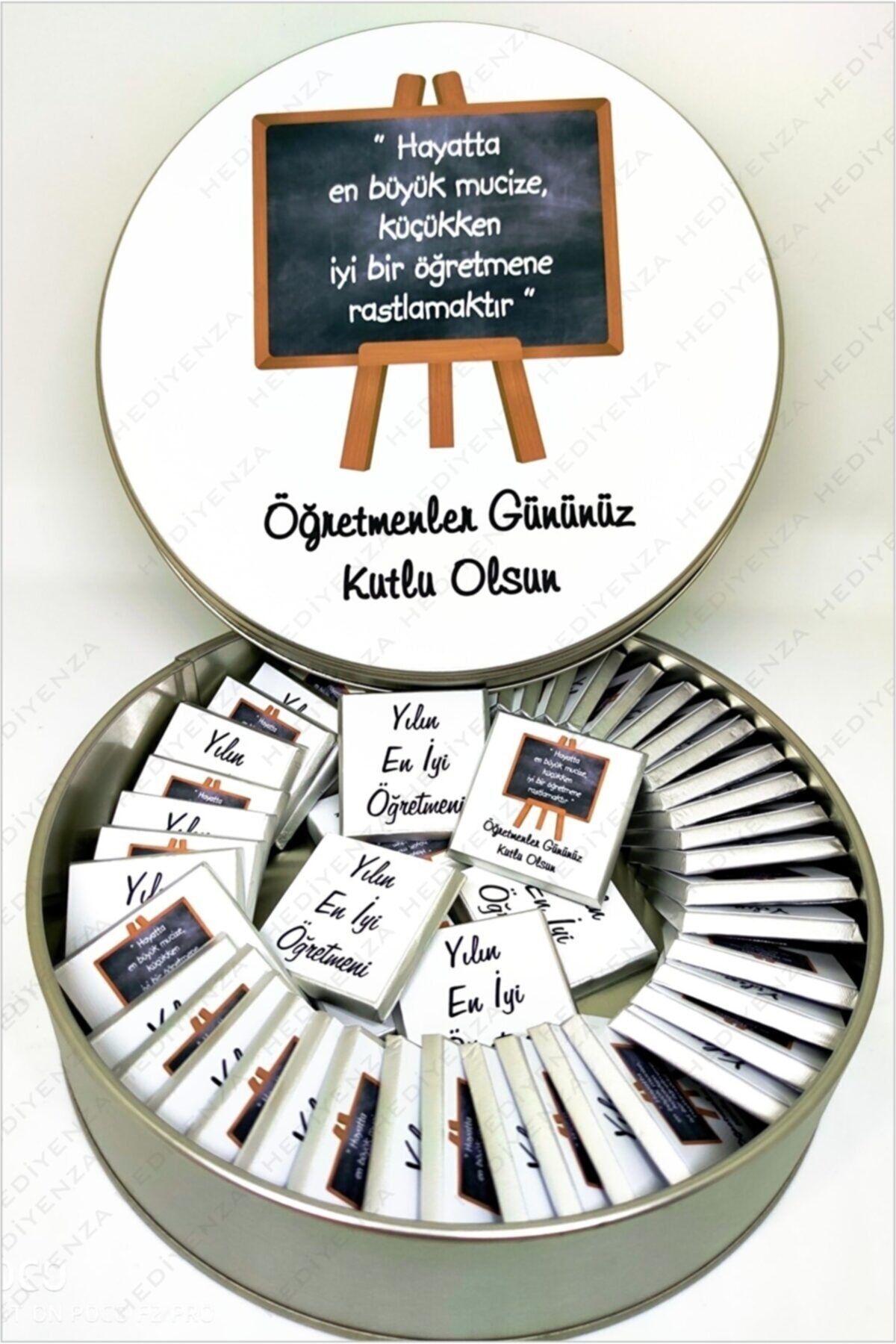 Hediyenza Öğretmenler Günü Özel Hediye Metal Kutuda Çikolata - 40 Adet
