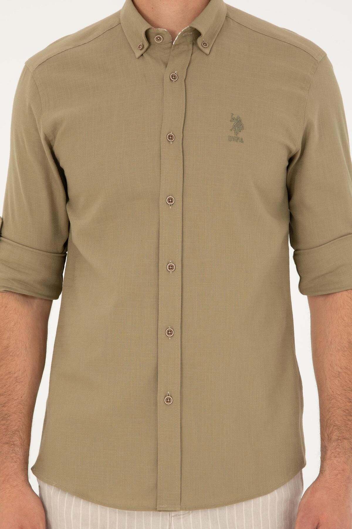 پیراهن مردانه خاکی یو اس پولو | G081SZ004.000.1837940 اورجینال - تصویر 6