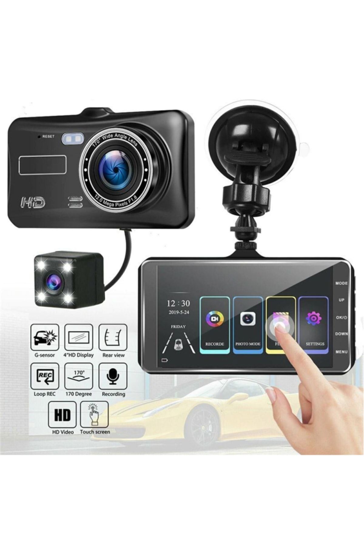 360 Derece 360 Dash Cam G500h 360+ Botslab G500h Pro Adas Ön 3k