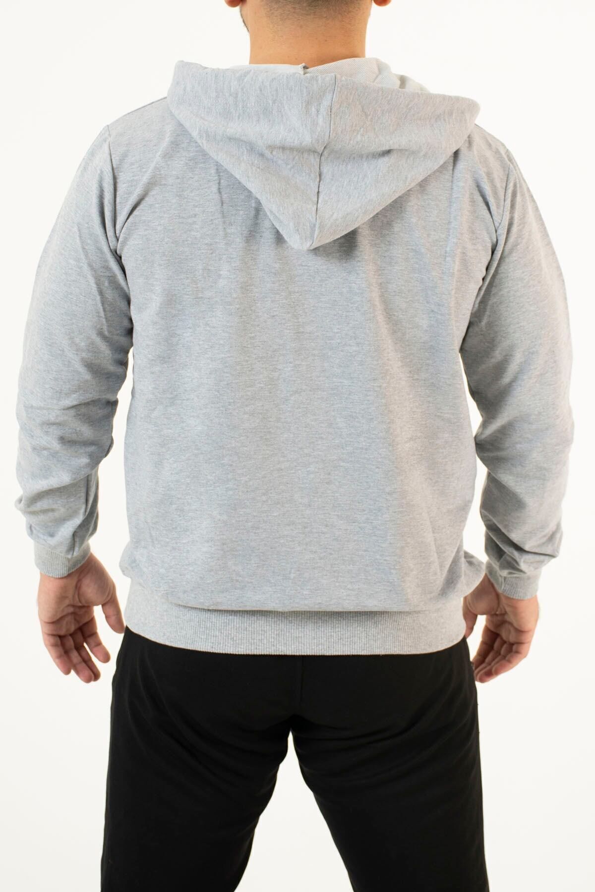 Supremacy-Men's Gray Basic Up Regular Tracksuit Top 5