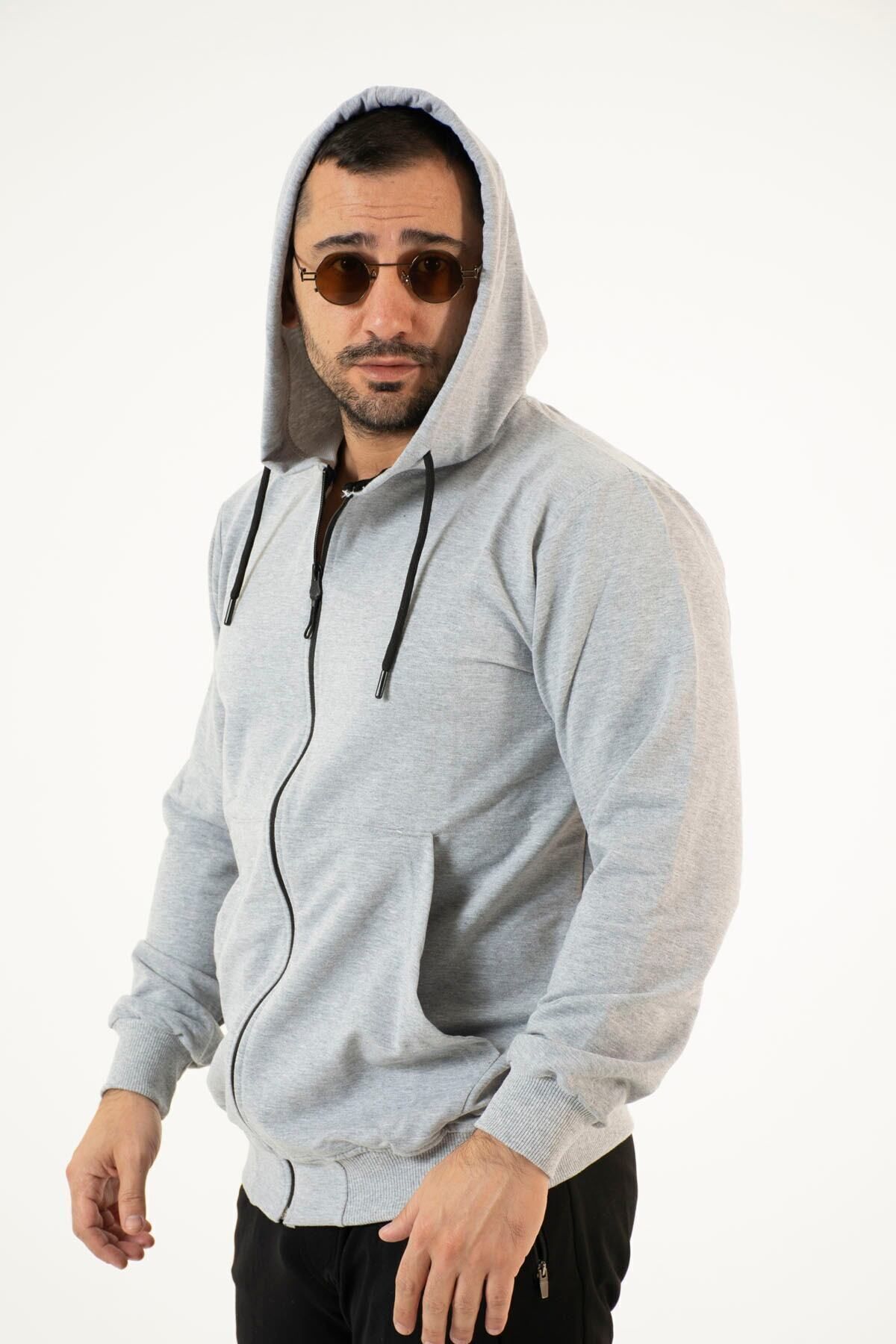 Supremacy-Men's Gray Basic Up Regular Tracksuit Top 2