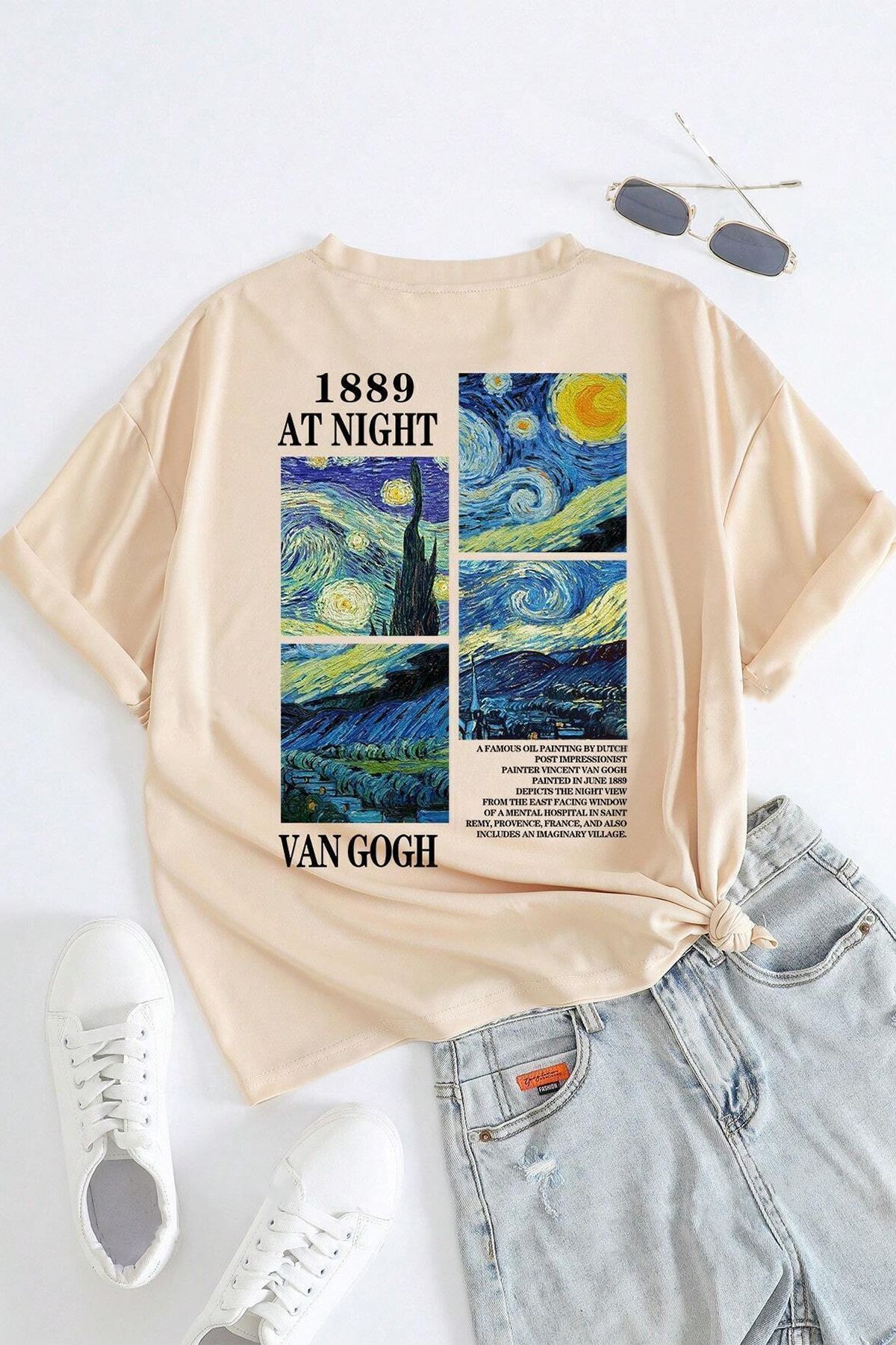uyguntarz-Übergroßes Unisex-T-Shirt mit Van Gogh-Aufdruck 1