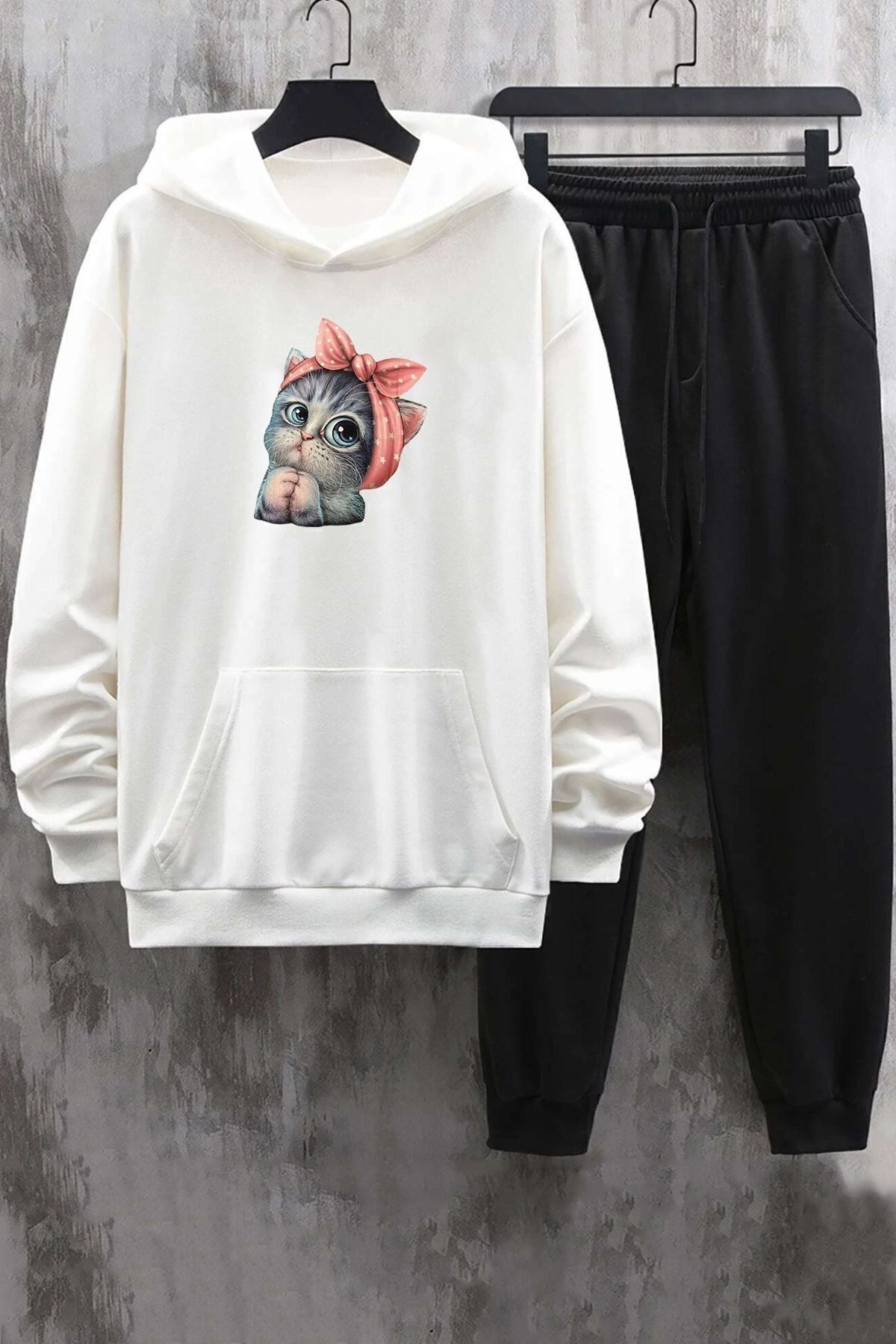 uyguntarz Zestaw Dresowy Unisex Ze Słodkim Kotem Unisex - 40