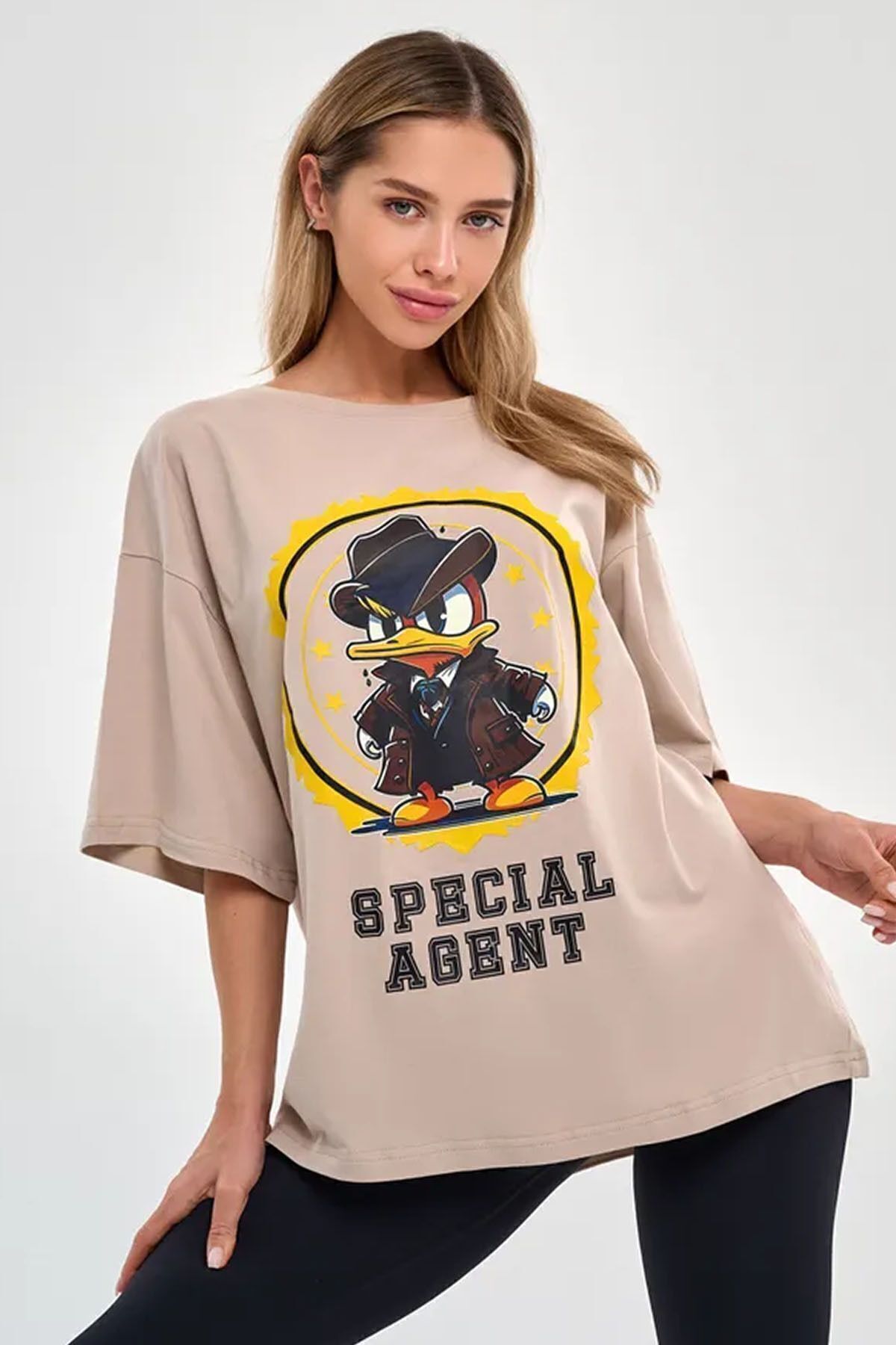 uyguntarz Uniszex speciális ügynök nyomott, túlméretezett póló