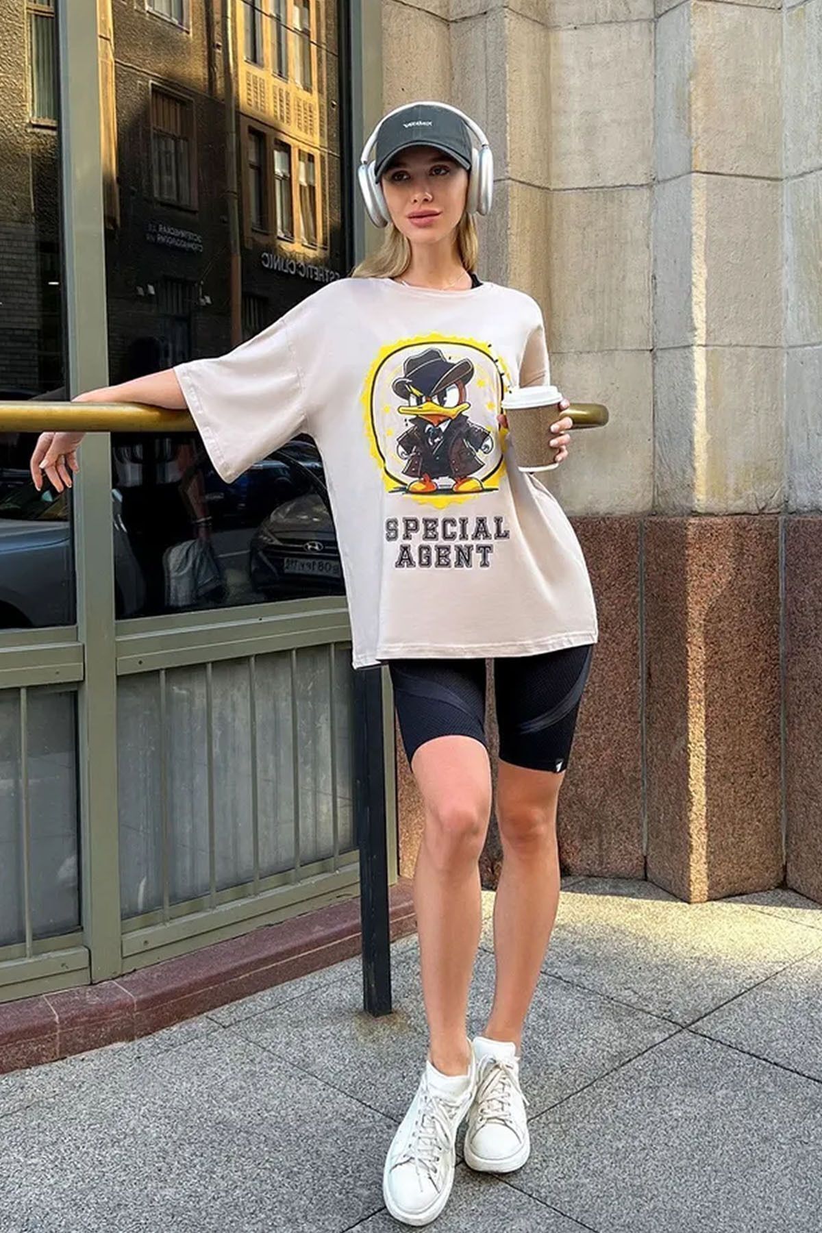 uyguntarz Uniszex speciális ügynök nyomott, túlméretezett póló