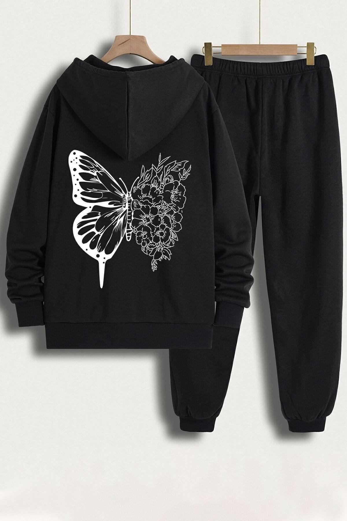 uyguntarz Unisex Drawing Butterflies Sırt Baskılı Eşofman Takımı