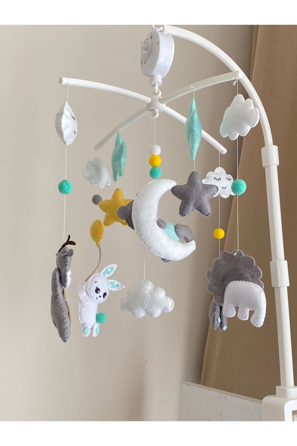 SefDen Lazer Kesim Atölyesi (Müzik - Aparat Dahil)Karışık hayvan figürlü el yapımı kız veya erkek bebek beşik dönencesi fotoğrafı 7 (önizleme)