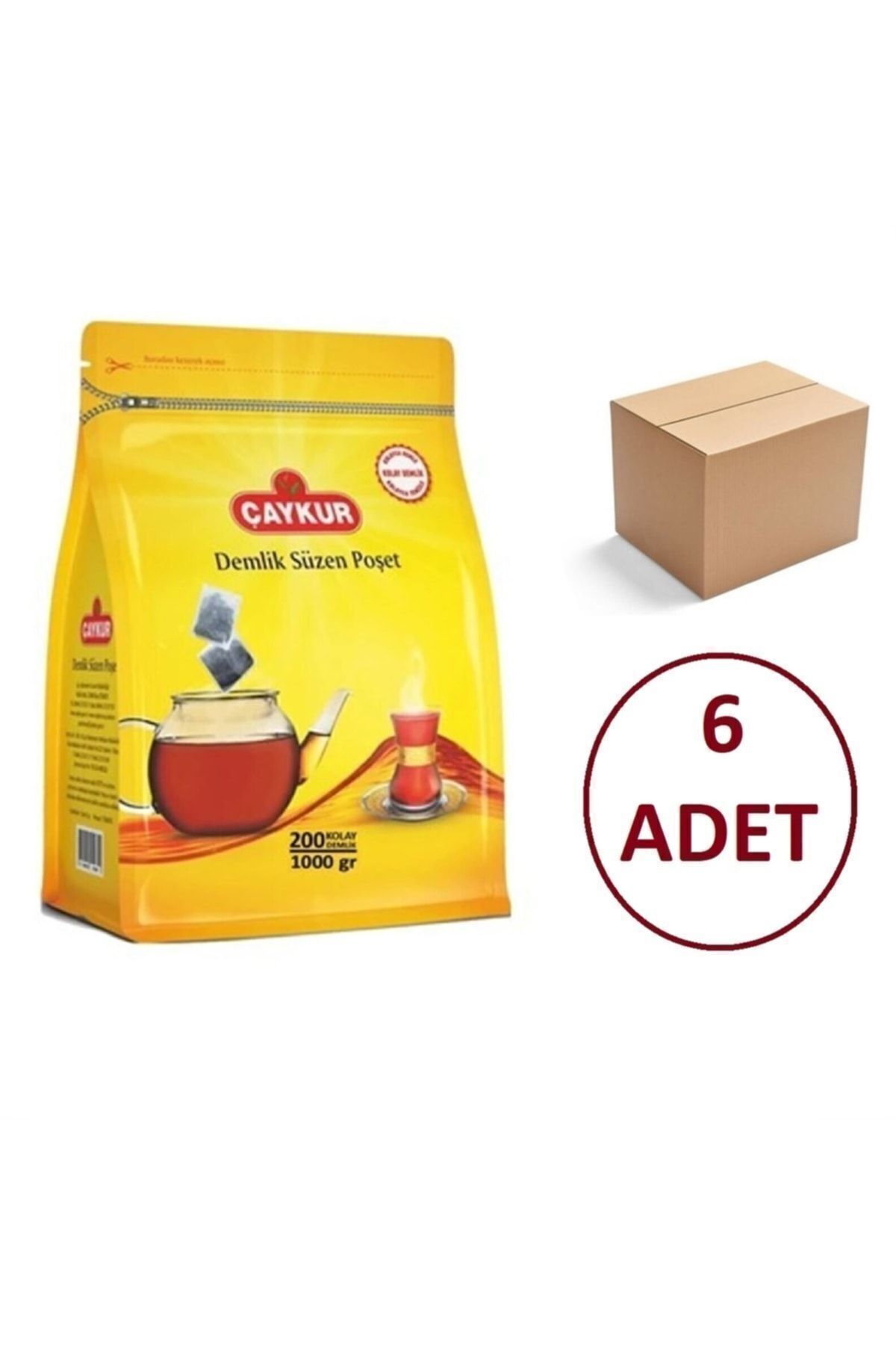 Çaykur 6 Adet Demlik Süzen Poşet Çay 5 Gr 200'lü Toplam 6kg (1 Koli)