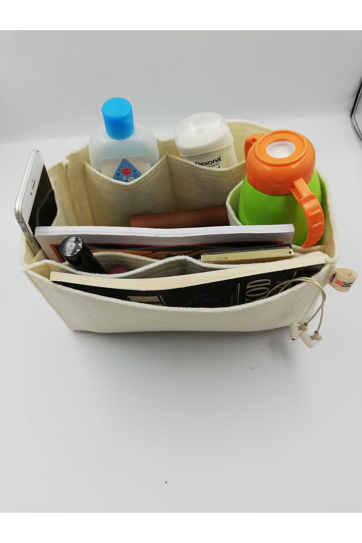 MARJİNAL W CLUB-Cream Colored Long and Large Single Drinking Bag - Organizer Inside 1