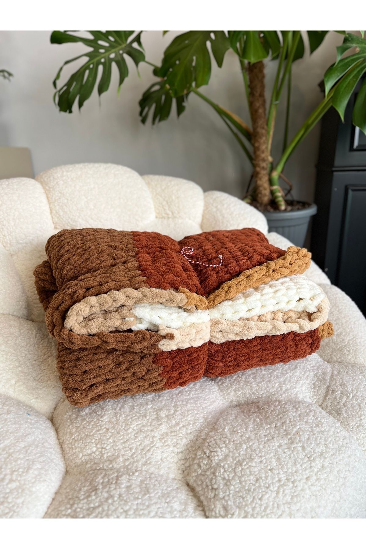 Missworble-Puffy șemineu și pătură TV tricotate manual tricotat Boho multicolor 2