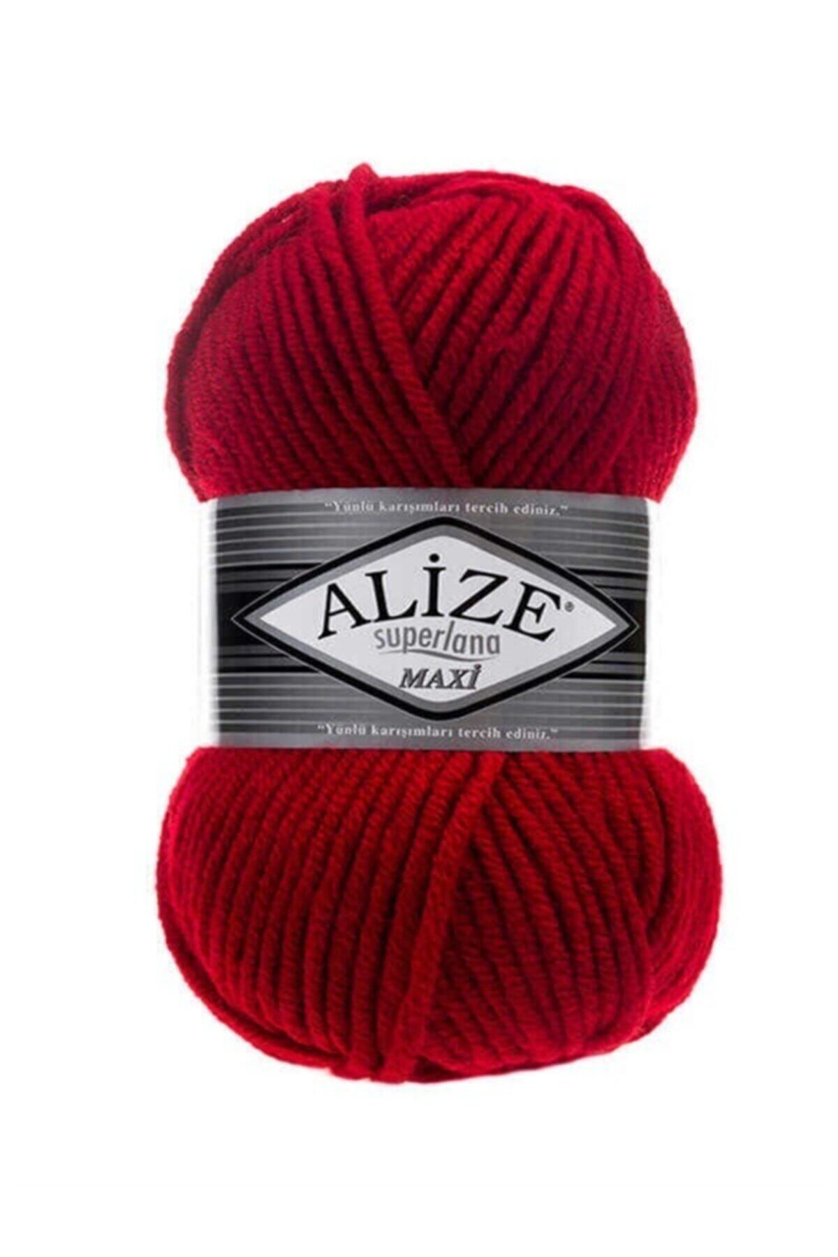 5Pcs Superlana Maxi Red 56 Thick Hand Knitting Drawstring Vest Cardigan Rope Scarf Beanie Sweater Yarn