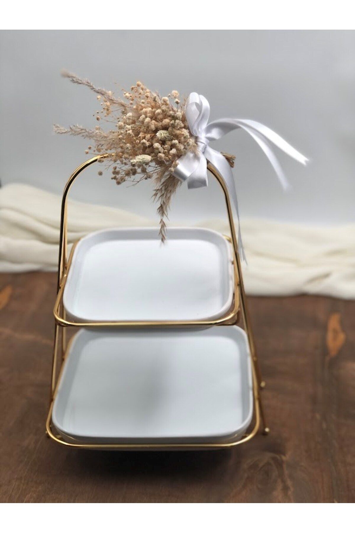 Denseden Çift (iki) katlı Özel Sunum Tepsili Söz Nişan Çikolatası Aksesuarı (çikolata yoktur)