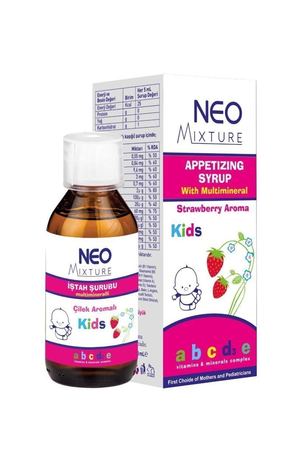 Neo Mixture Bebekler Ve Çoçuklar Için Iştah Şurubu Çilek Aromalı 200 ml