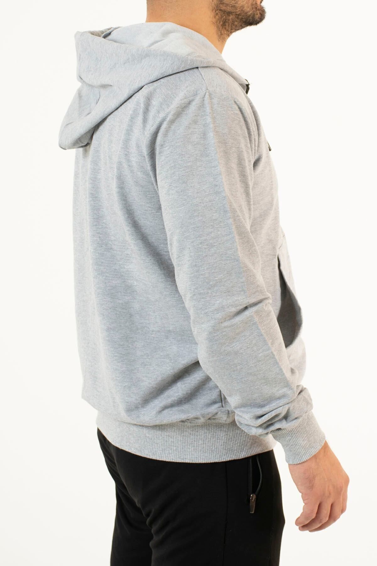 Supremacy-Men's Gray Basic Up Regular Tracksuit Top 6