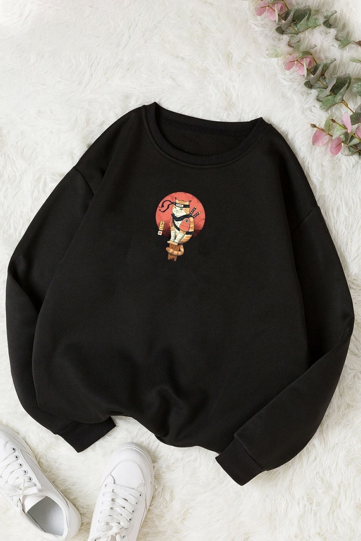 uyguntarz Hanorac Unisex Shinobi Cat Crewneck Unisex - XL