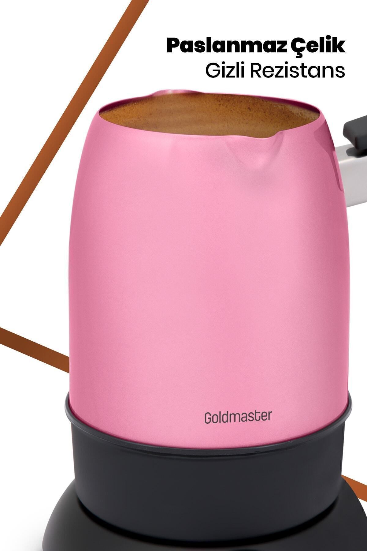 Köpük Pembe Çift Ağızlı Paslanmaz Çelik Elektrikli Cezve 7