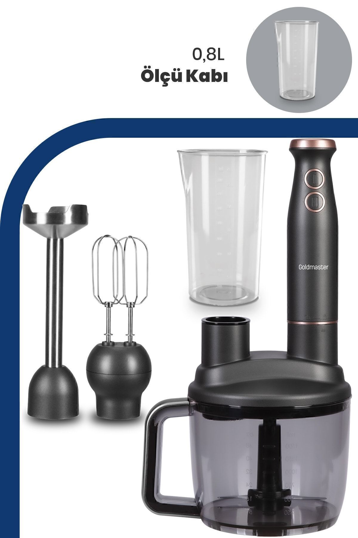 GOLDMASTER-Bestrobot Anthracite 1500 Watt 5 In 1 Food Processor Multi Blender Set 4