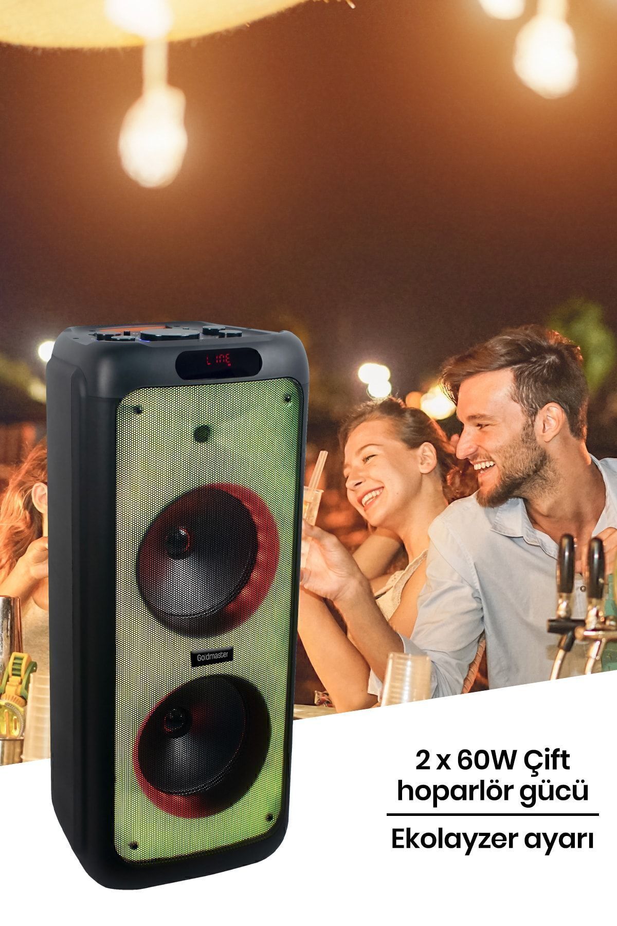 Taşınabilir Şarj Edilebilir Party Box Işıklı Bluetooth Hoparlör 5