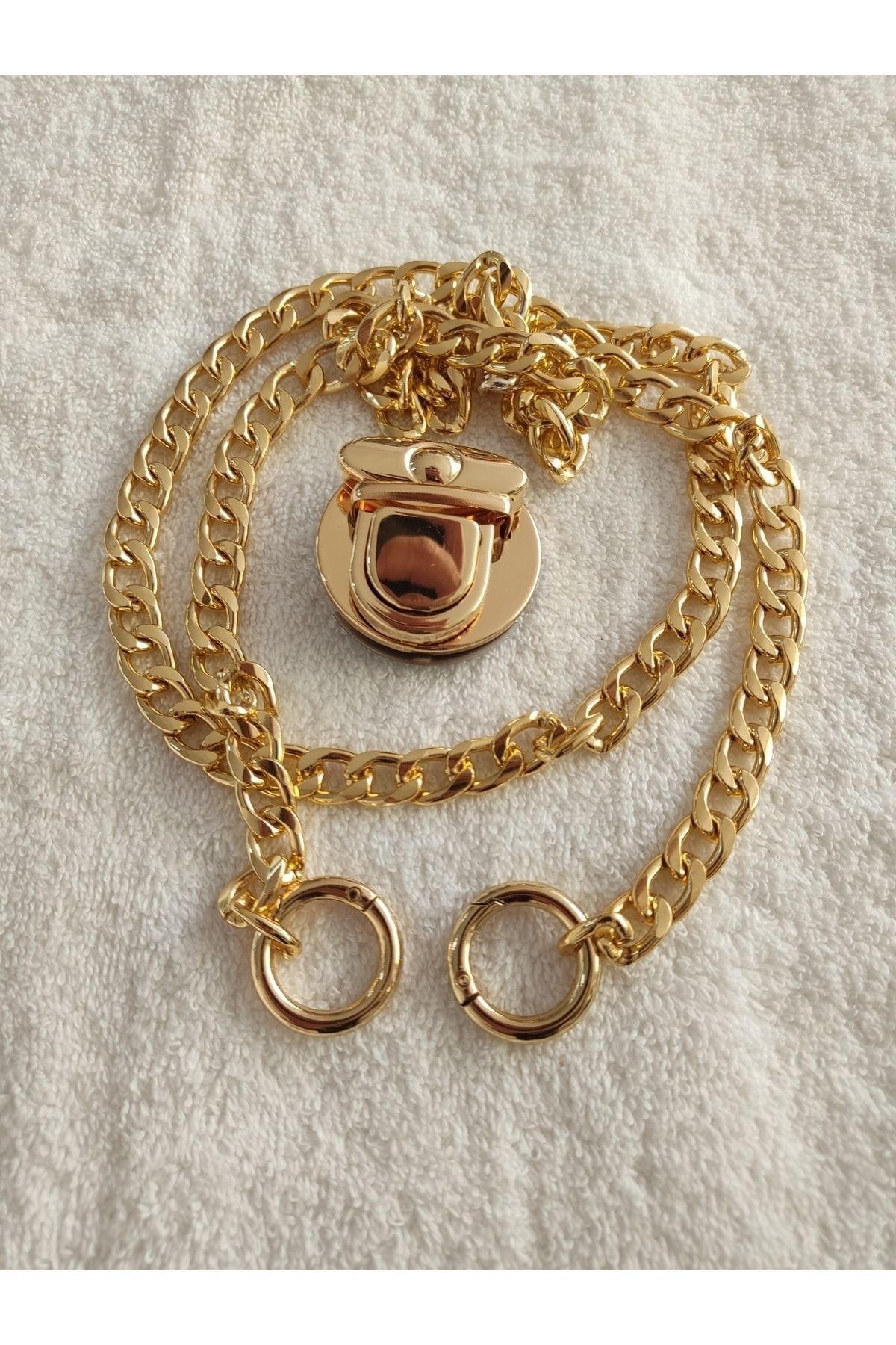Engin TT Çanta Zinciri Seti Light Gold Kaplama (zincir+yaylı Halka+kilit)