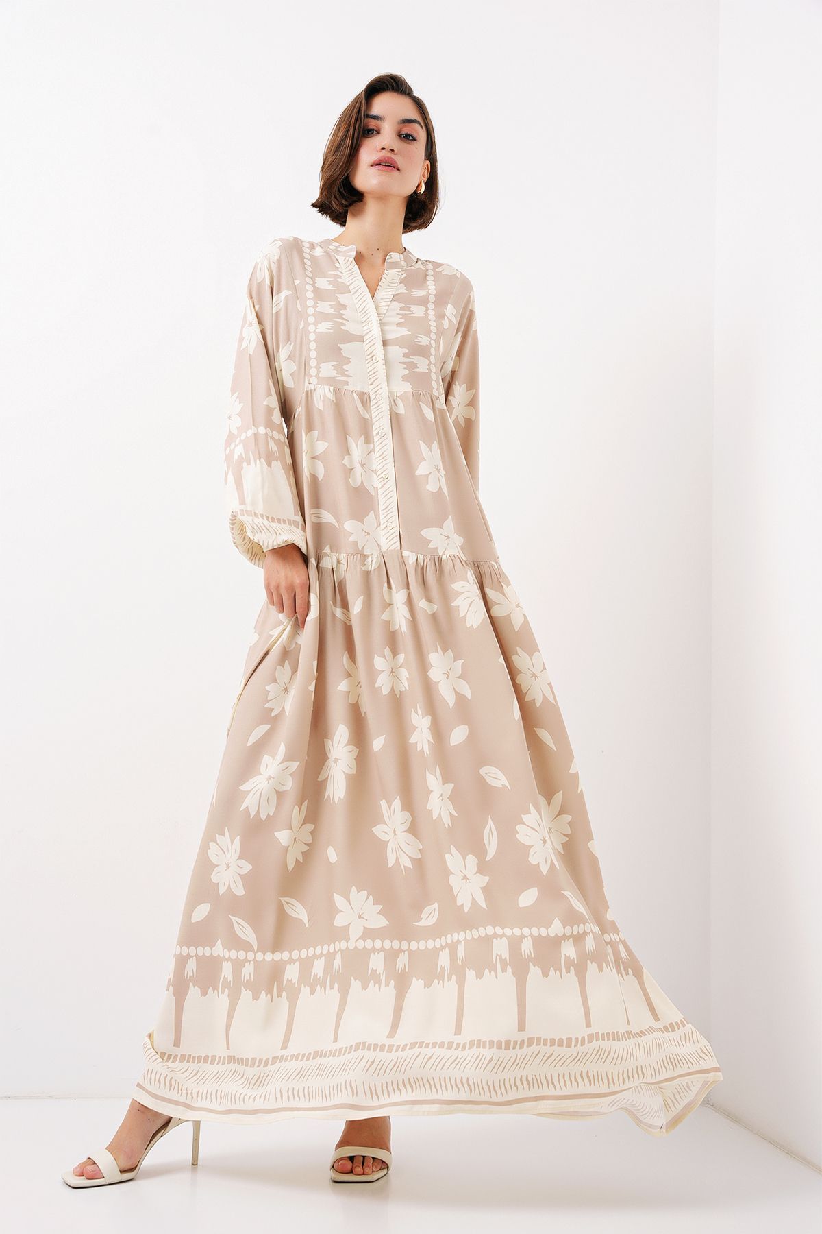 Bigdart-2423 Model Authentic Patterned Mink Dress 3