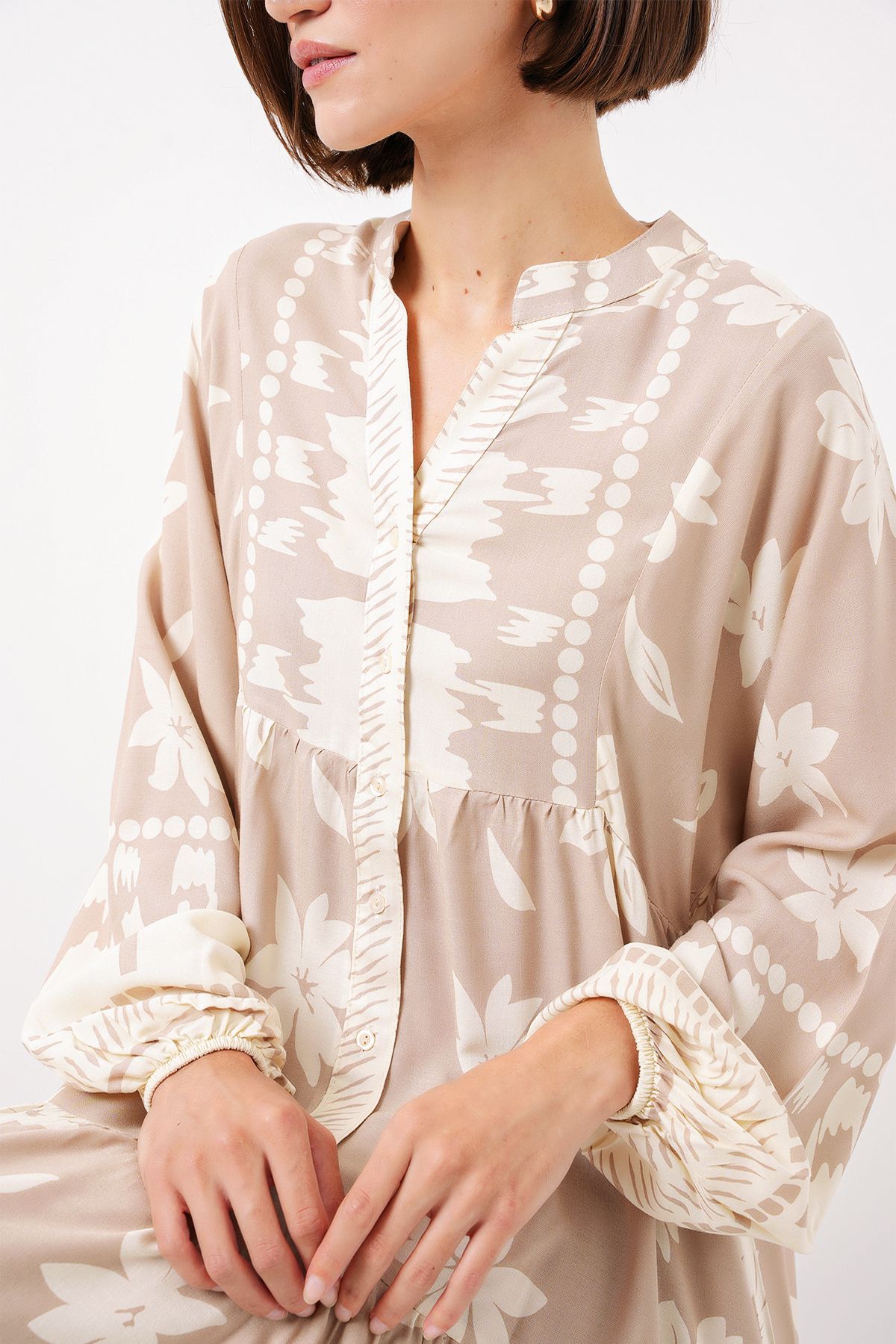 Bigdart-2423 Model Authentic Patterned Mink Dress 4