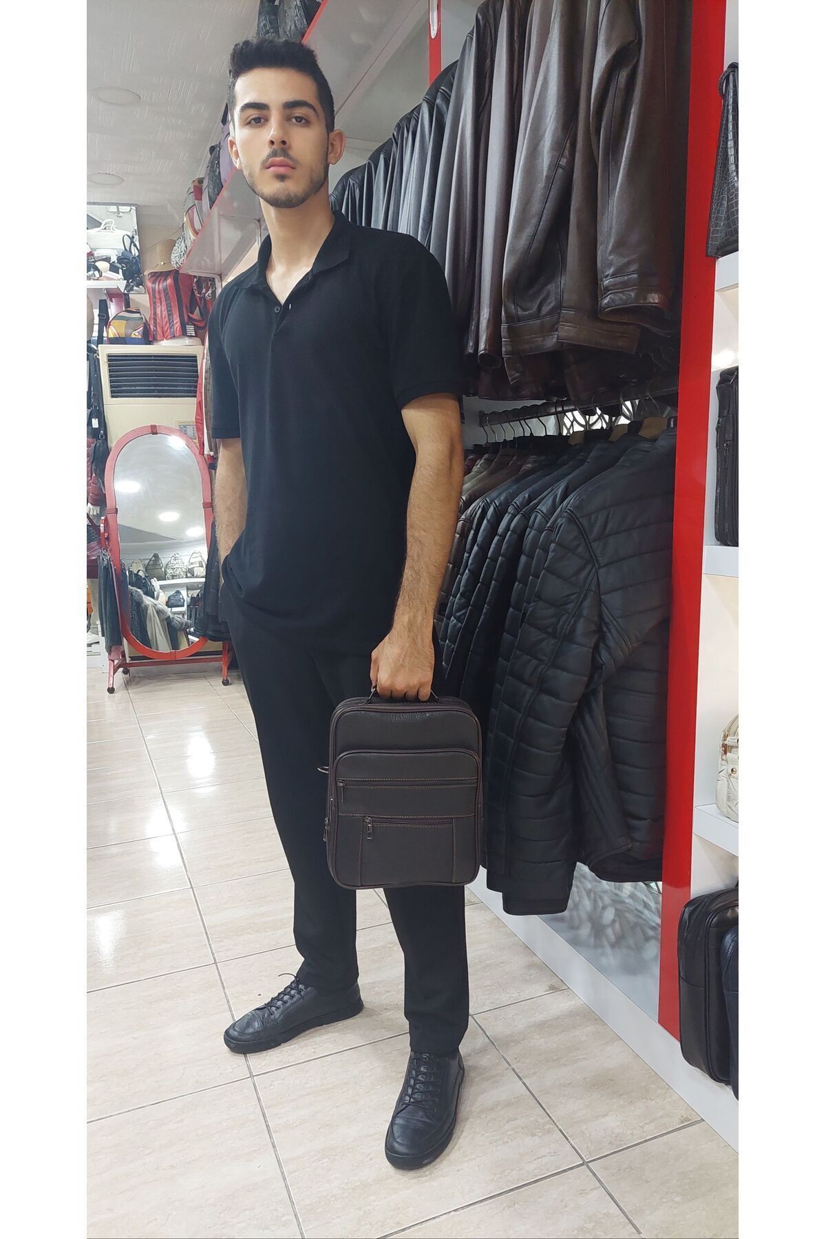 HAKİKİ DERİ KASALI EL VE OMUZ ÇANTASI