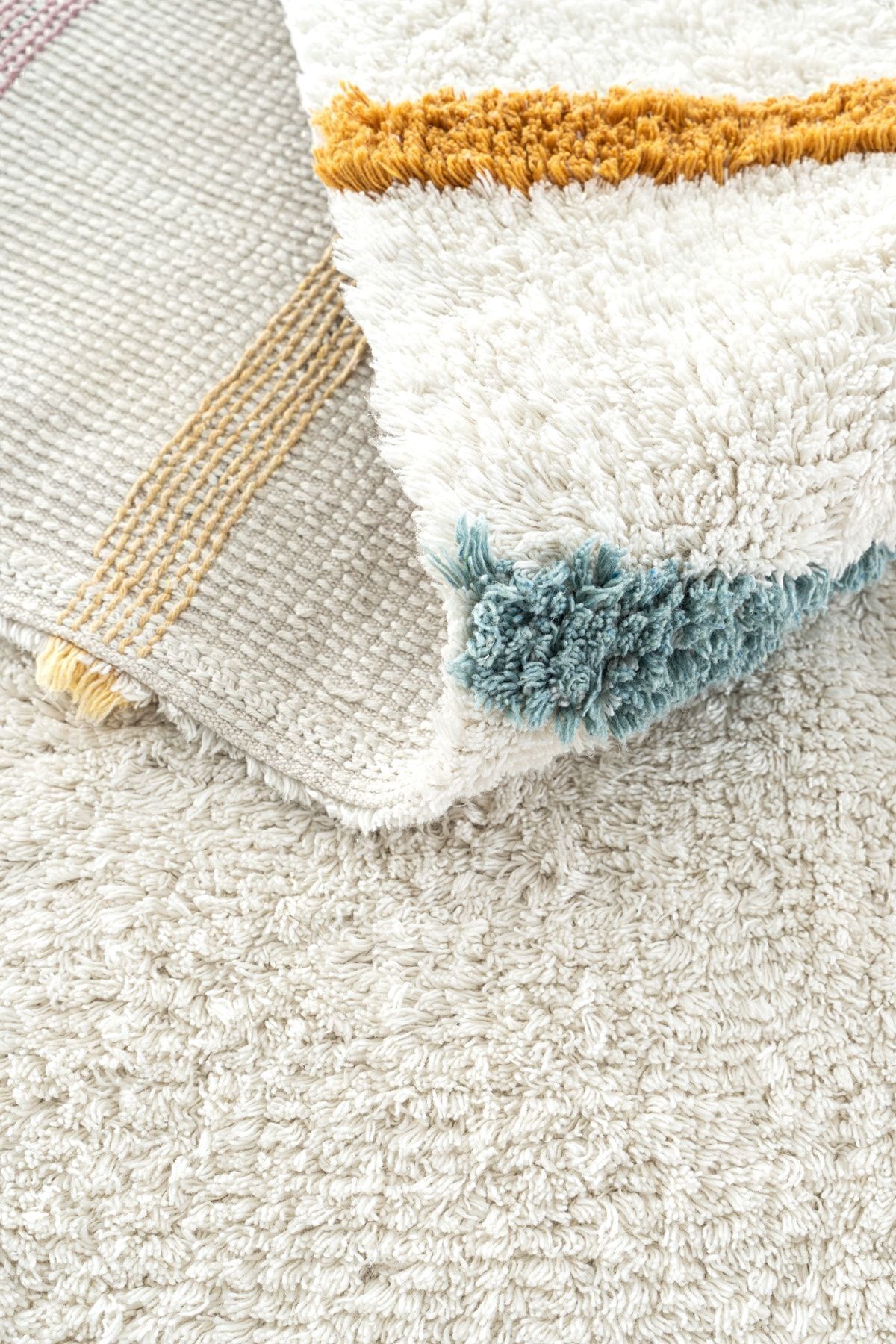 Cool Cotton Ccn 03 Multy Xw Makinede Yıkanabilir Kaymaz Tabanlı Naturel Pamuk Dokuma Bebek Halısı - 9