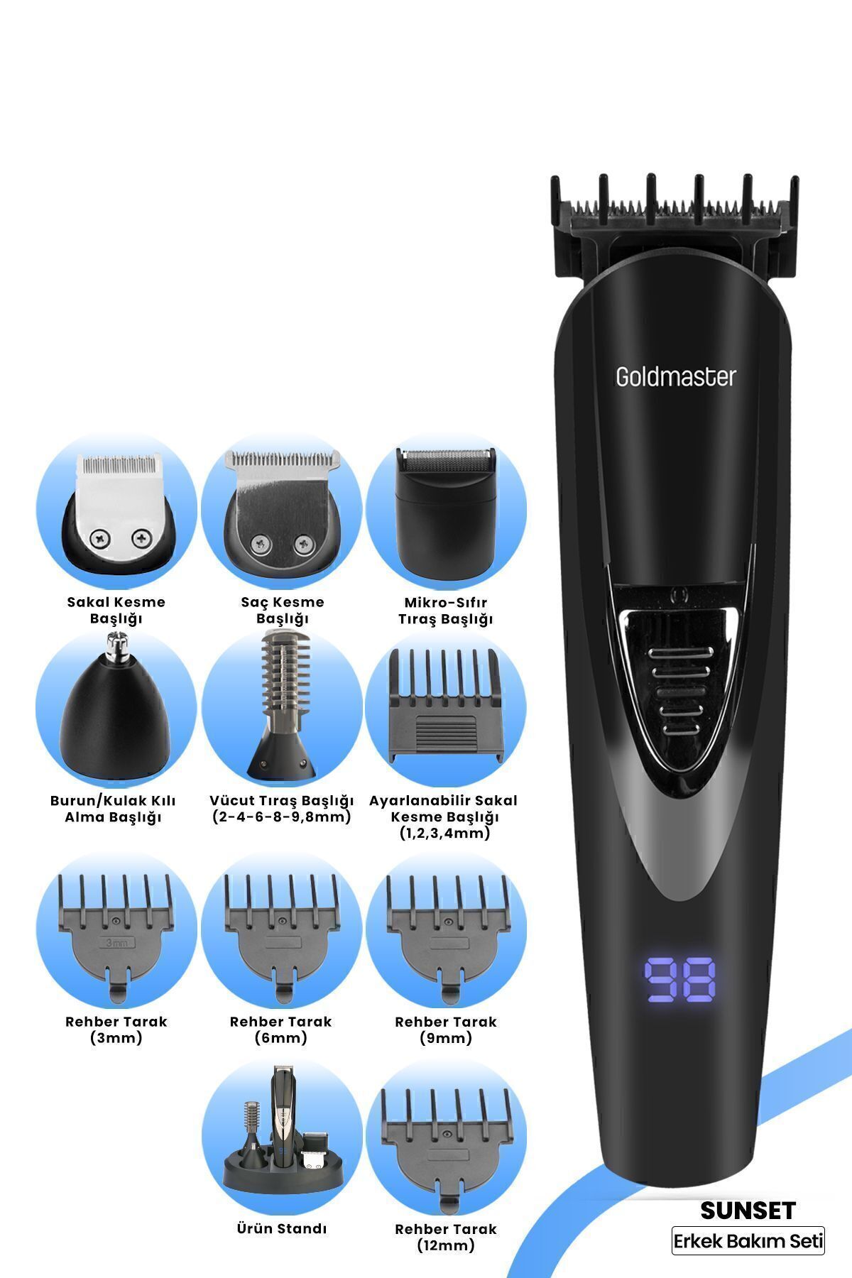 GoldMaster Sunset Led Ekranlı Islak Kuru Ipx5 Kablolu Kablosuz 10