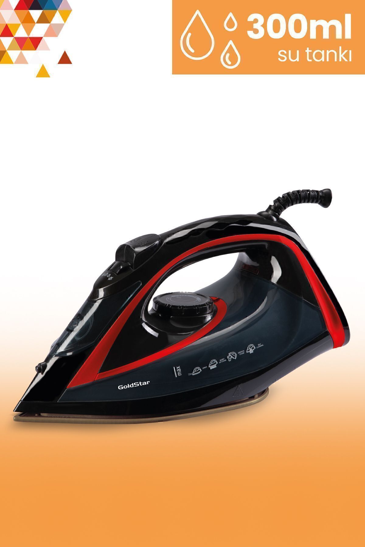ST7601K 2400 Watt Seramik Tabanlı 170 gr Etkili Şok Buharlı Ütü Kırmızı 2