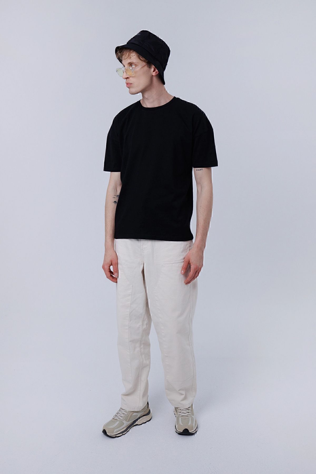 Nordbron-Tricou pentru bărbați Stuga, 100% bumbac, negru, supradimensionat, confortabil, cu sigla de bază, cu mânecă scurtă, cu decolteu rotund 4