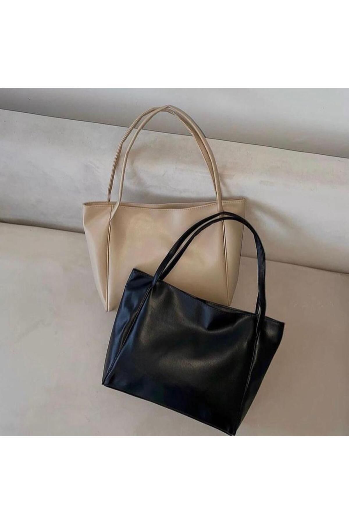 Mercan-Stores Women's Cream Large Size Soft Leather Hand and Shoulder Bag 3