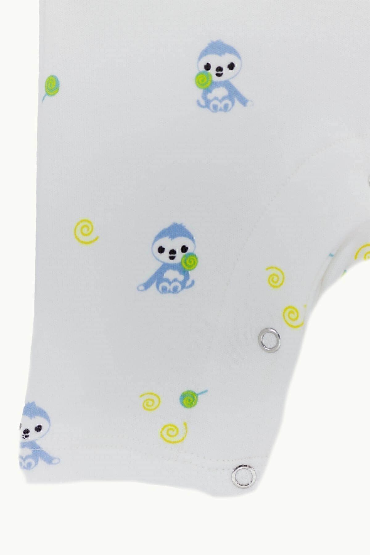 Boumini Pamuklu Kısa Kollu Bebek Şort Tulum Mavi Miskin fotoğrafı 4 (önizleme)