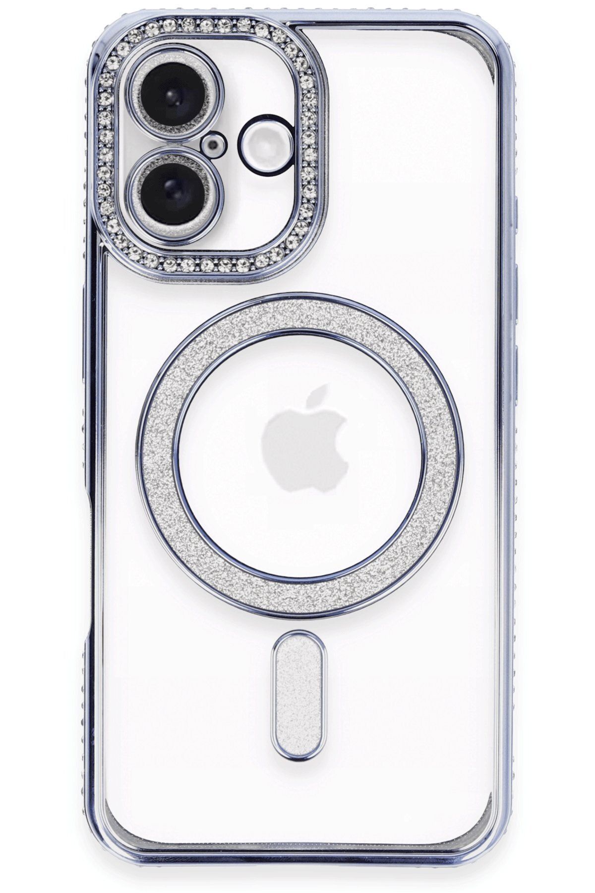 NewFace iPhone 16 Kılıf Joke Simli Magneticsafe Kılıf - Mavi FLKRY