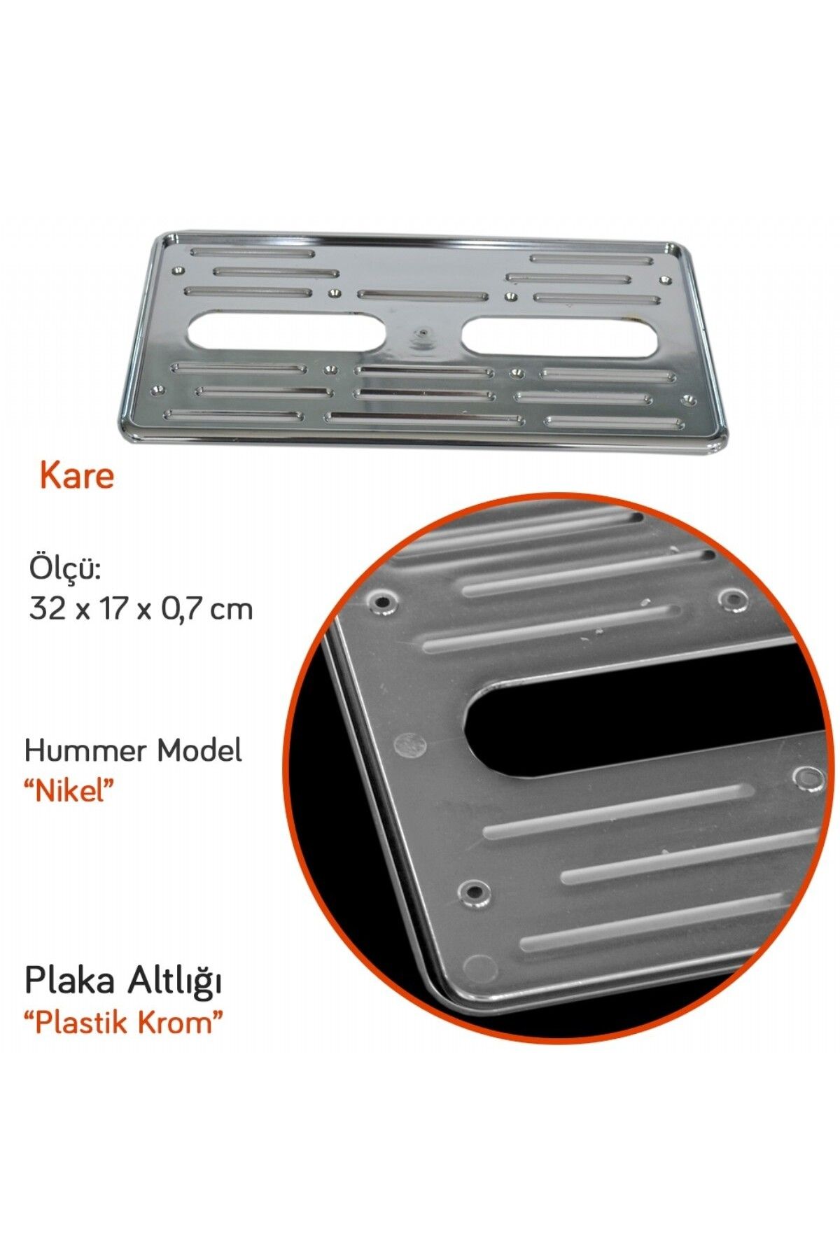 crt-Hummer Type Square Thin Plate Holder Plastic Chrome - As 1 Piece 2