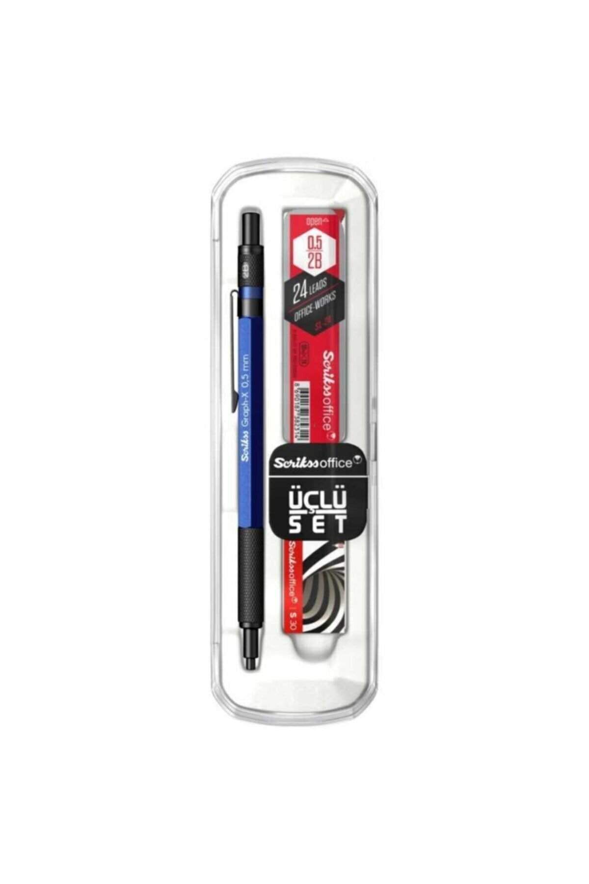 Scrikss Graph-X 3'Lü Set Versatil Kalem 0.5 Mm Mavi