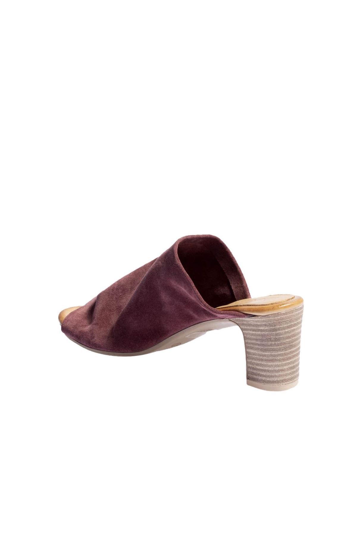 BUENO-Pantofi cu toc pentru femei din piele intoarsa burgundy - 01wn1503 4