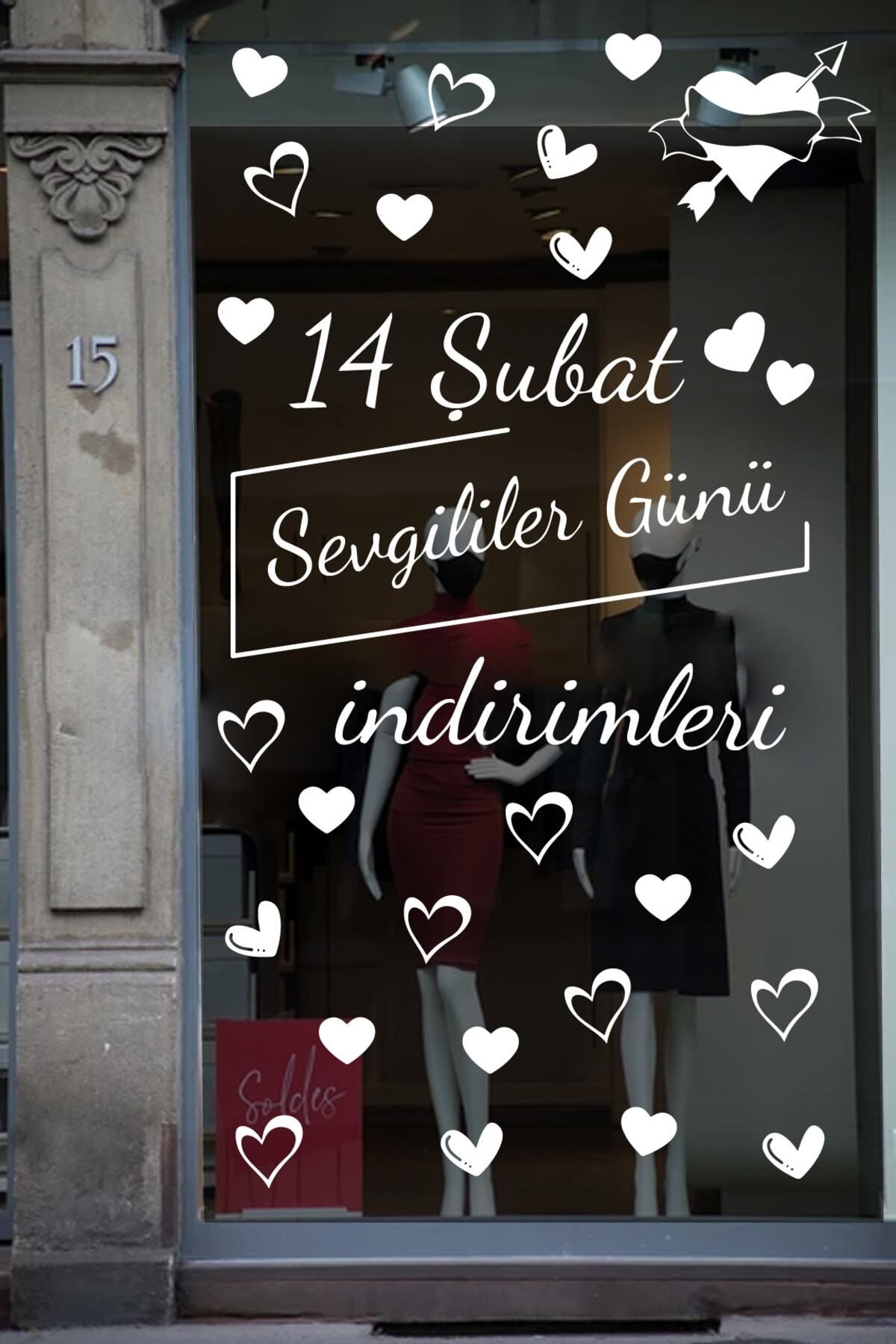 MLH STORE Happy Valentine's Day Sevgililer Günü Sticker Kalp, Love, I Love You Cam, Duvar Sticker Etiket Seti