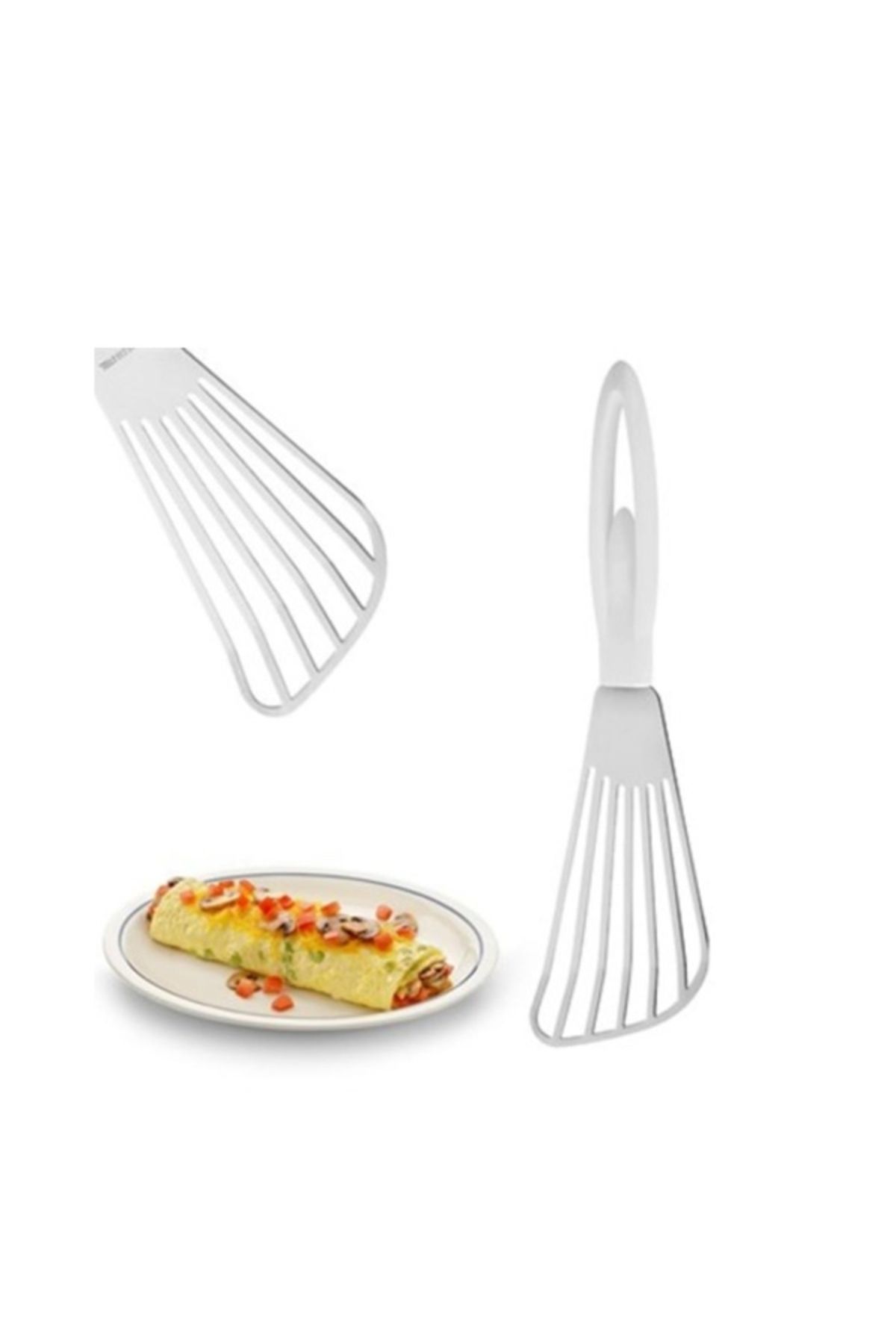 colezium Omlet Krep Spatulası Balerin Saplı Metal Krep Omlet Çevirici