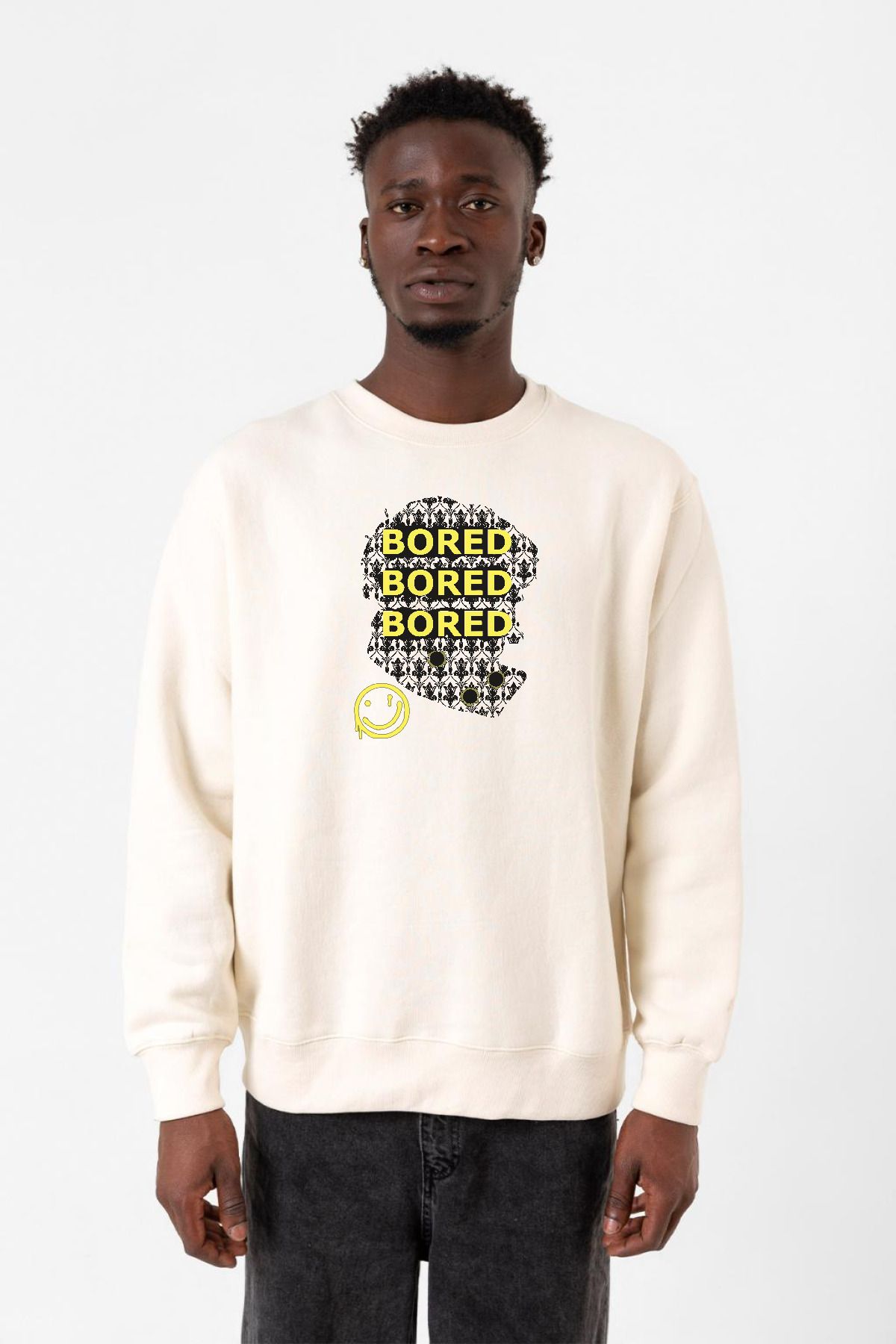 Tshirthane-Ανδρικό φούτερ Sherlock Bored Ecru 2ip 1