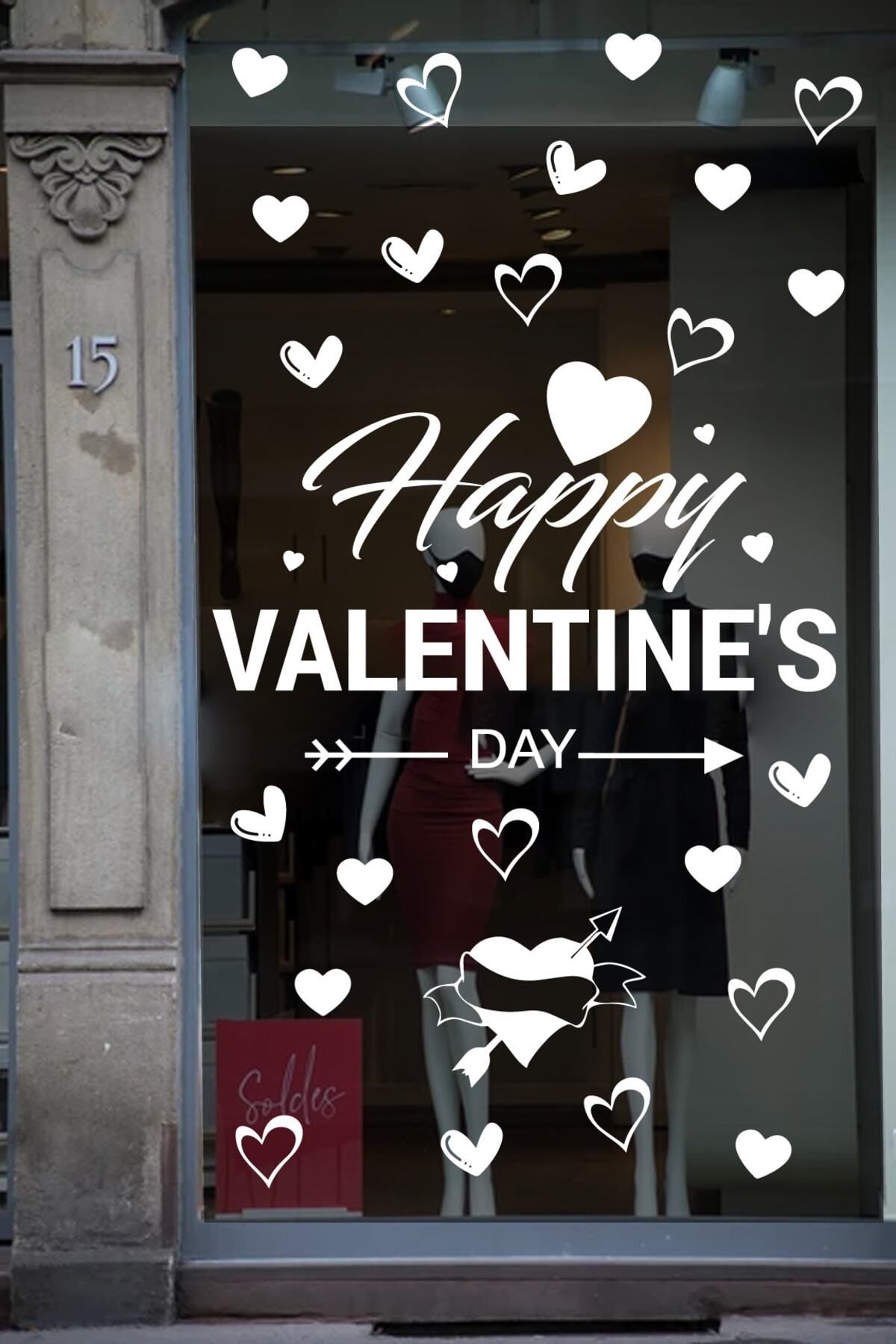 MLH STORE Happy Valentine's Day Sevgililer Günü Sticker Kalp, Love, I Love You Cam, Duvar Sticker Etiket Seti