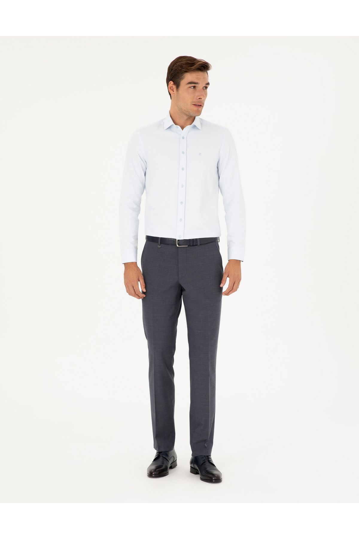 Pierre Cardin Koyu Mavi Slim Fit Yünlü Kumaş Pantolon 50297474-vr032