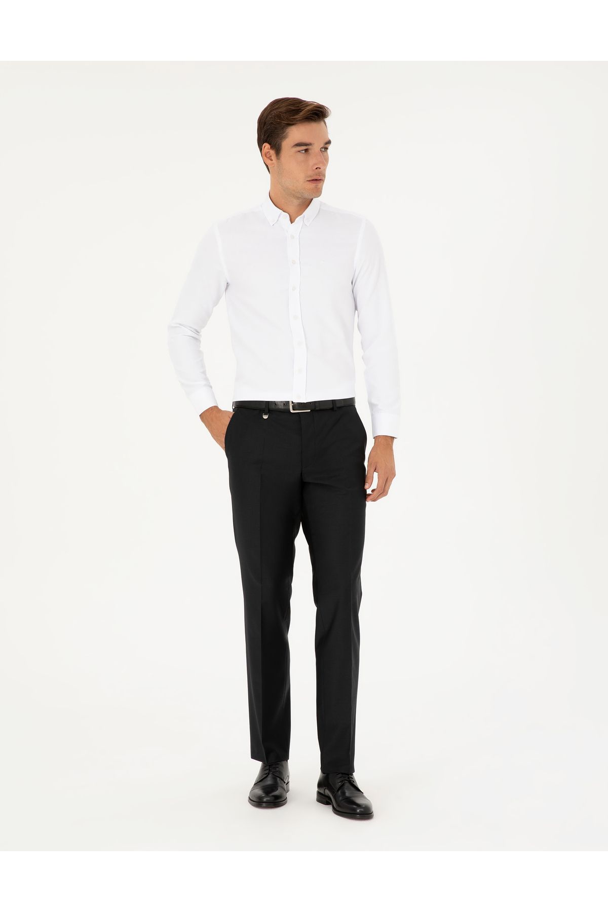 Pierre Cardin Siyah Slim Fit Yünlü Kumaş Pantolon 50297474-vr046