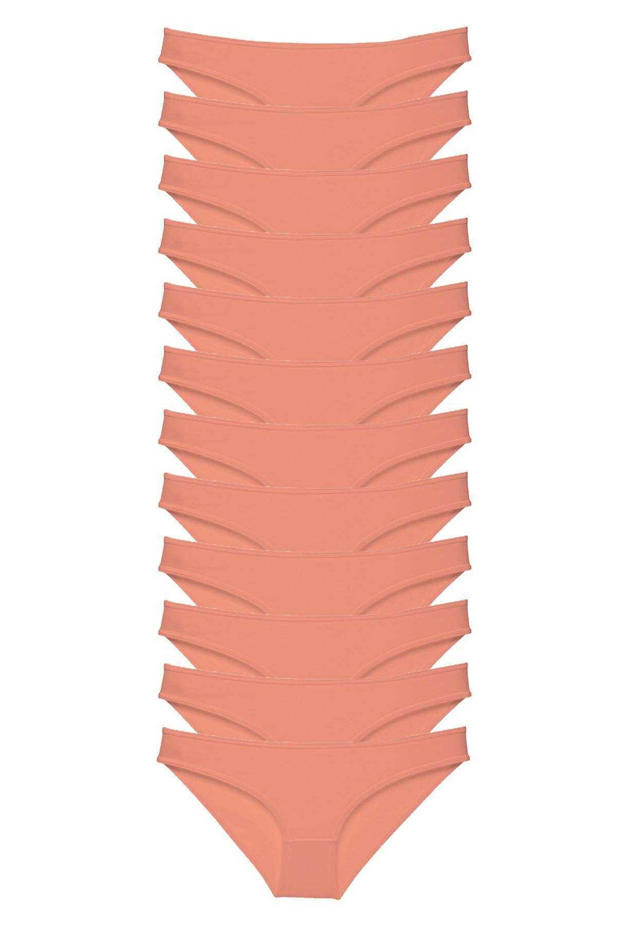 Pink Stil 12 adet Süper Eko Set Likralı Kadın Slip Külot Pudra Pink Stil