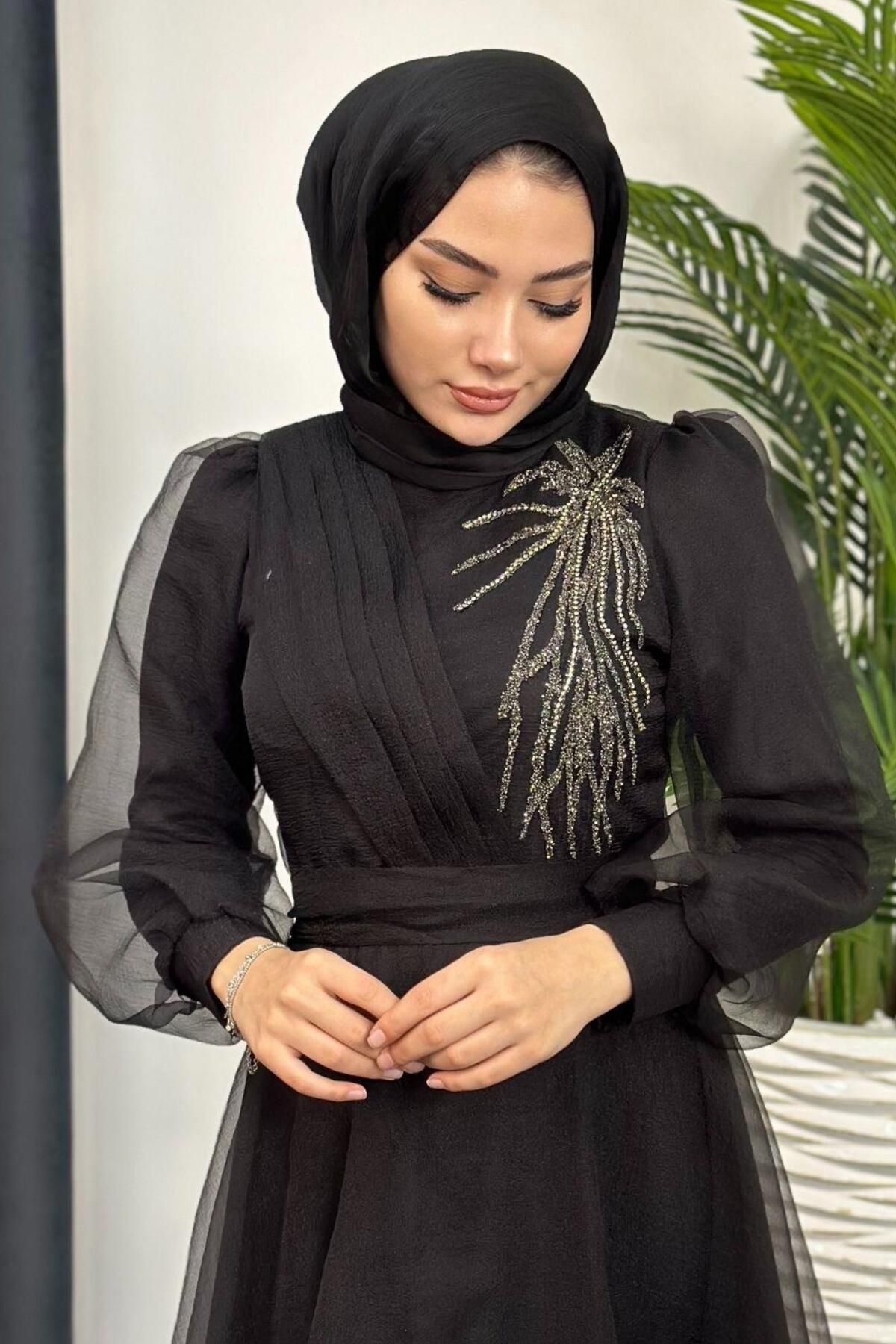 Şule Giyim-Rochie de seara Dalya Neagra 2