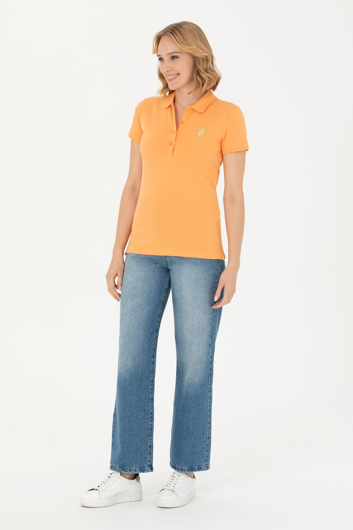 U.S. Polo Assn.-Women's Orange Basic Polo Neck T-Shirt 50262700 -Vr051 4