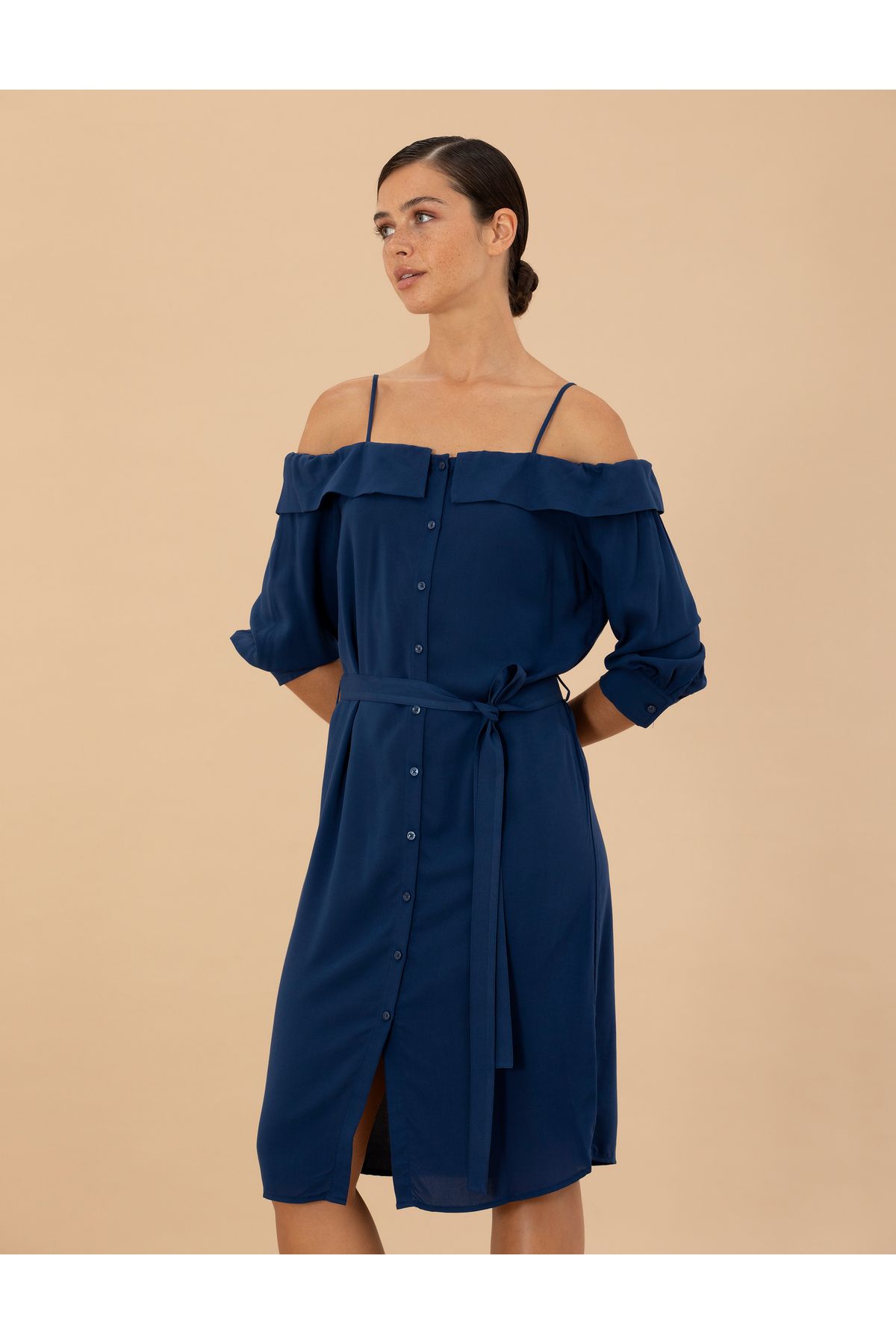 Pierre Cardin-Ναυτικό Μπλε Υφαντό Φόρεμα 50204427-VR033 4