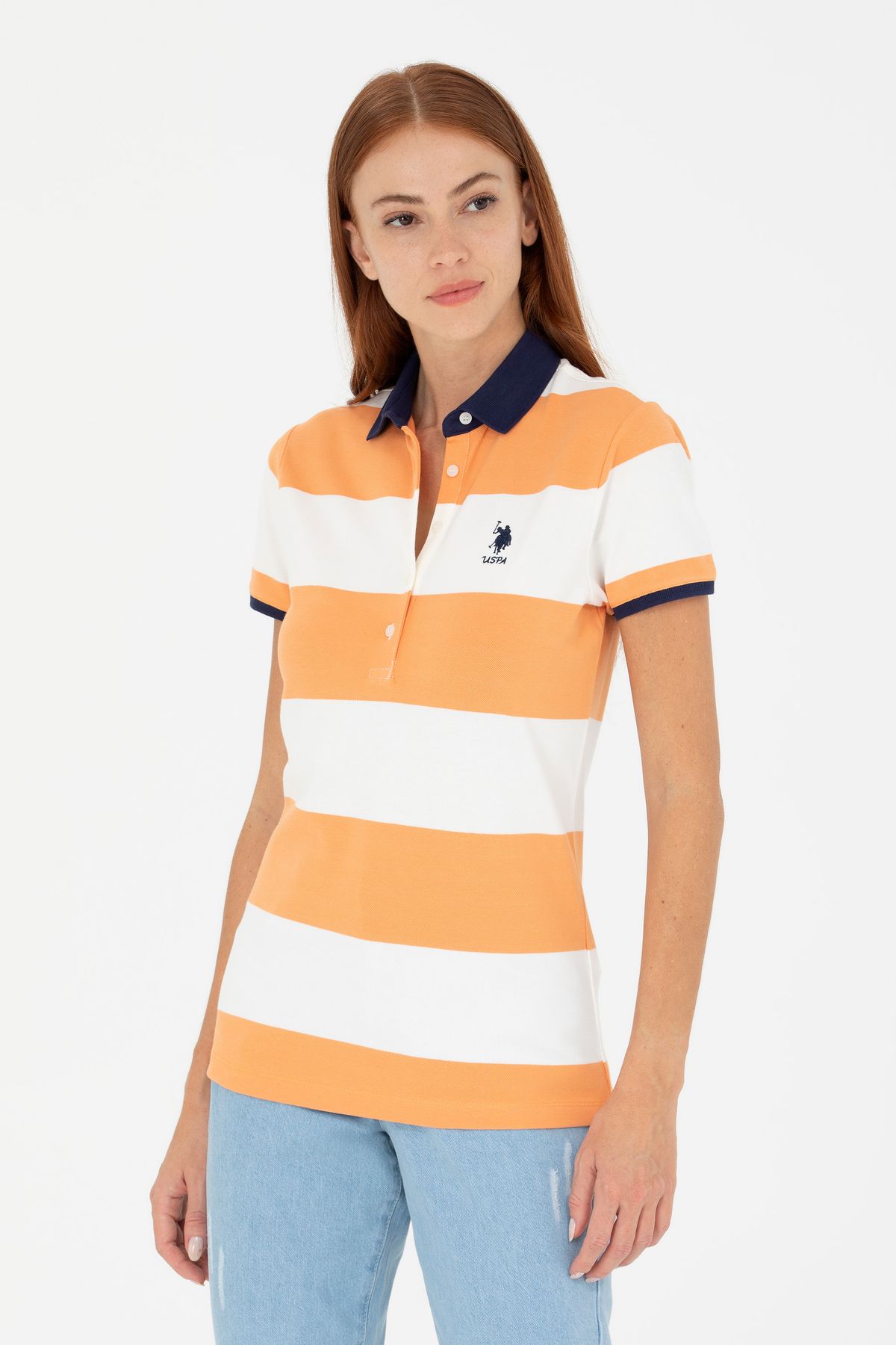 U.S. Polo Assn.-Orange Polo Neck Women's T-shirt - 50262960 -vr051 3