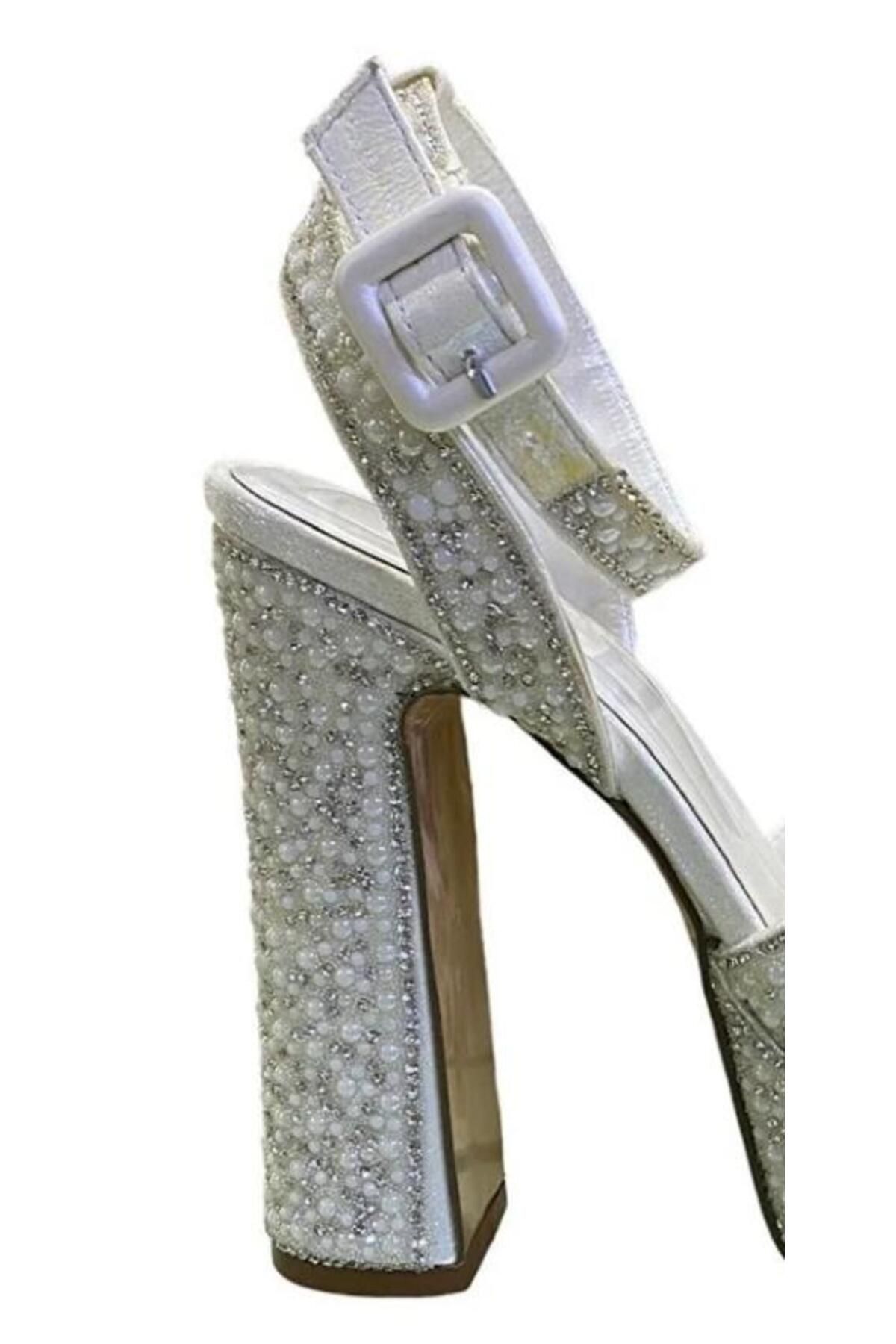 Guja-23y800 Bride Women's Cross Band Platform فستان سهرة حجري أحذية الزفاف 3