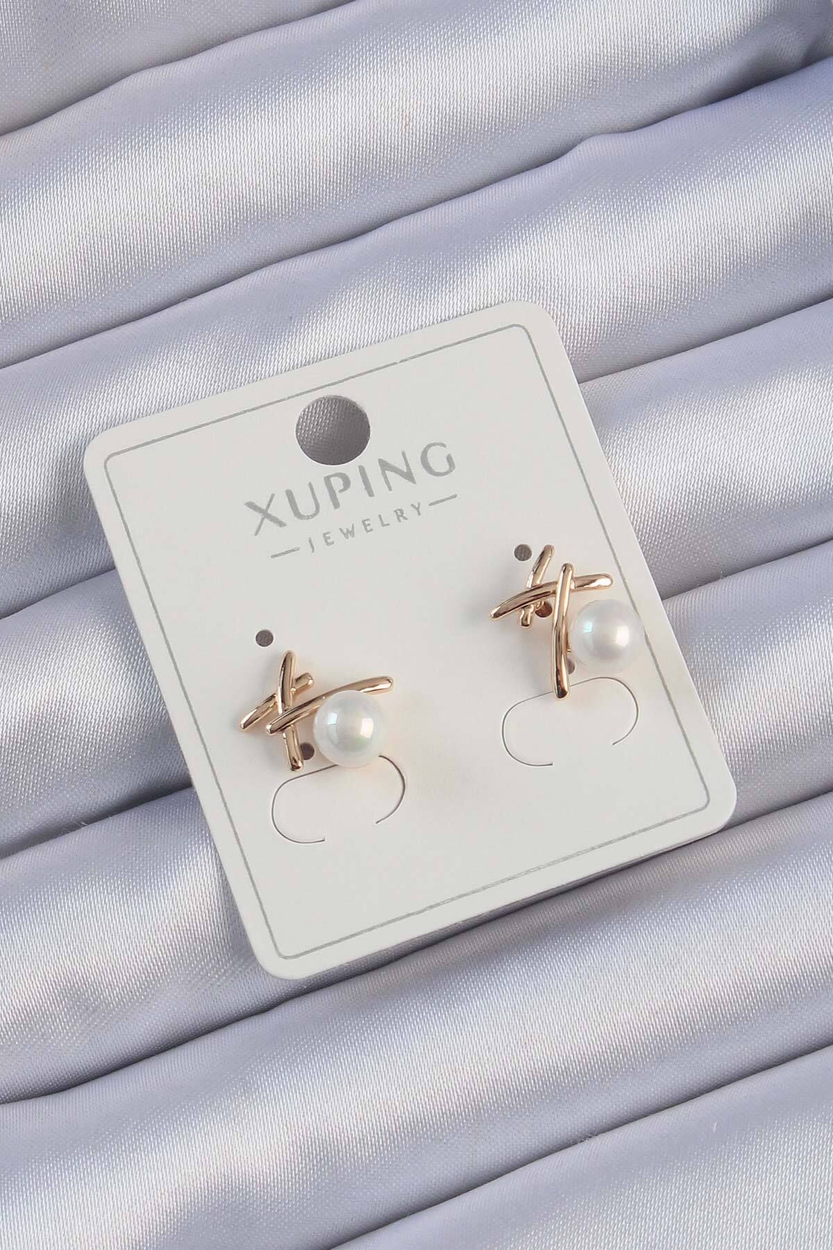 Tekno Yuva Xuping Rose Renk İnci Taşlı Çubuk Küpe
